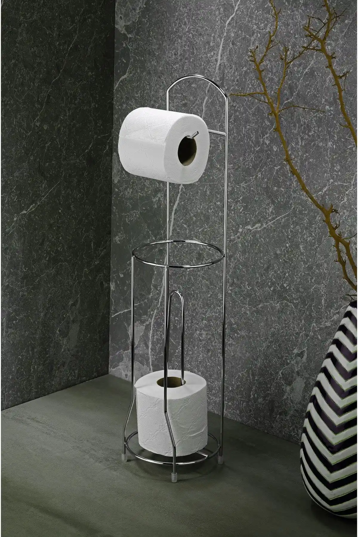 Sas Haus Ayaklı Wc Kağıtlı Yedek Kağıt Hazneli Tuvalet Kağıtlığı Modern ve Dayanıklı Tasarım