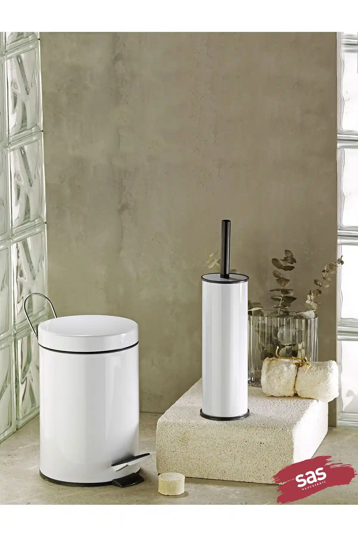 Sas Haus Beyaz 5 Litre 2'li Banyo Seti Estetik ve Fonksiyonellik Sağlayan Modern Tasarım