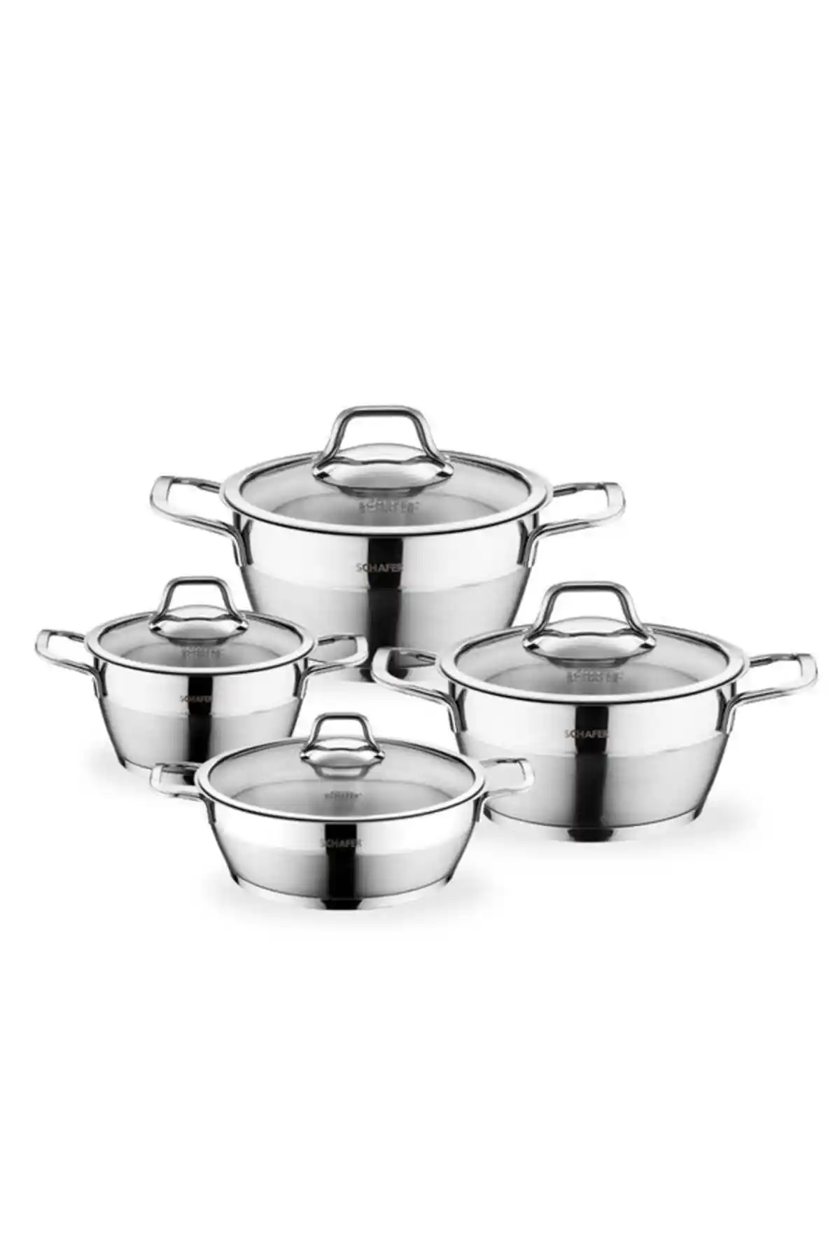 Schafer 8 Parça Vals Tencere Seti: Dayanıklı ve Şık Mutfak Gereçleri İçin Uygun