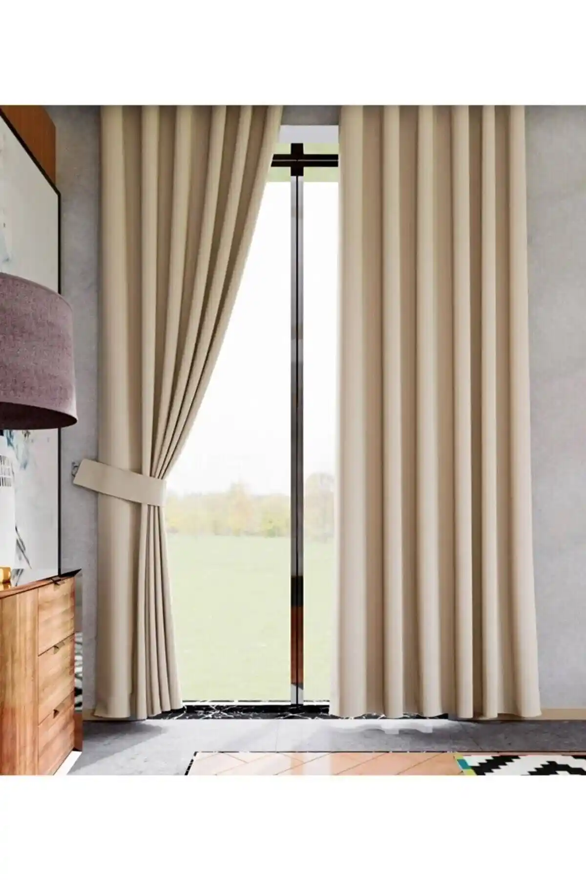 Selerteks Home Bej Çocuk ve Bebek Odaları İçin Karartma Perdeleri