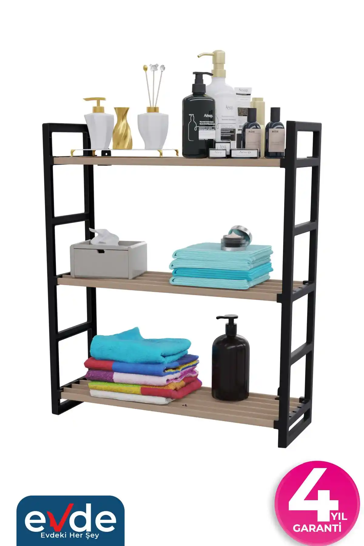 SEOWOOD 3 Katlı Siyah Banyo Düzenleyici Raf Modern ve Çok Yönlü Depolama Çözümü