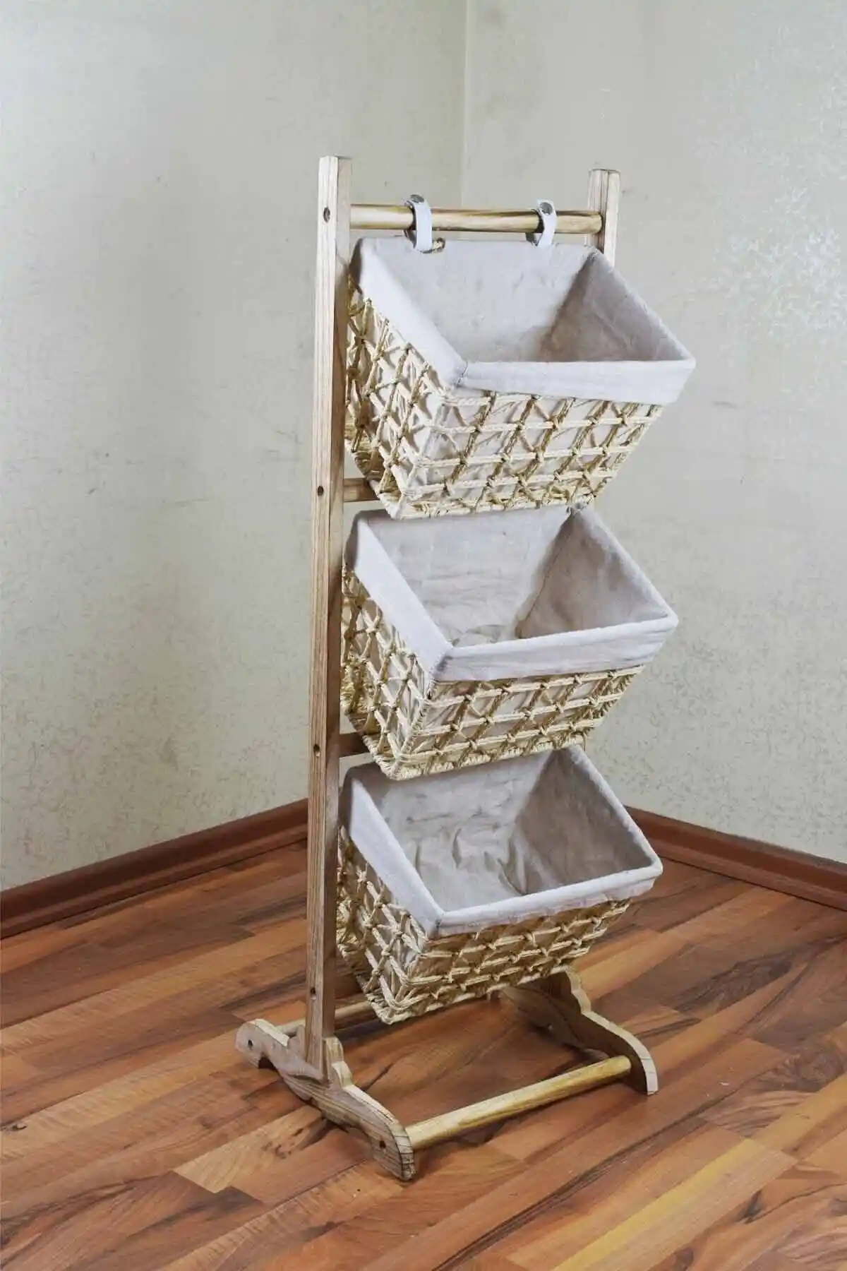 SepetçiBaba 3 Katlı Ahşap Meyvelik Bej: Modern ve Şık Saklama Çözümü