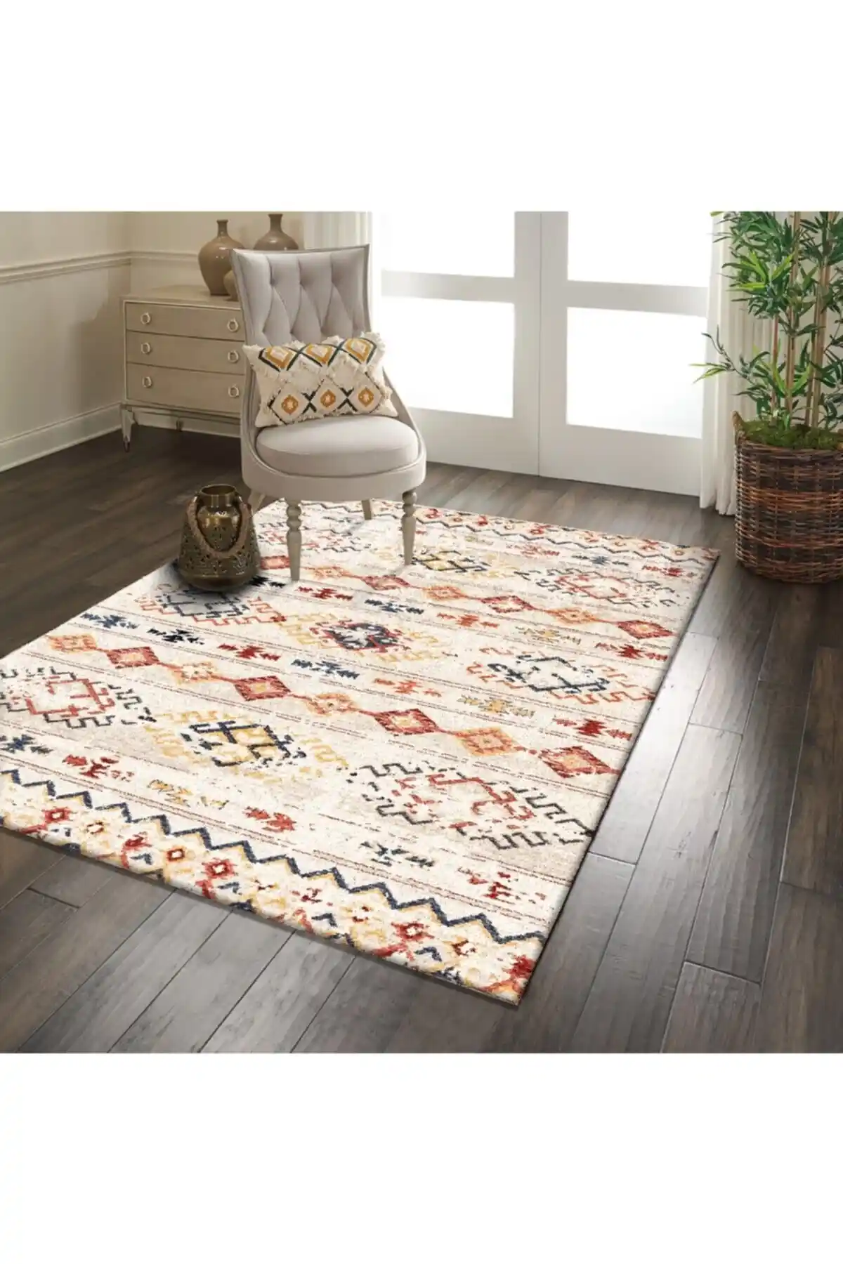 Sermod 64 Süngerli Kilim Dokulu Vintage Modern Kaymaz Halı Örtüsü