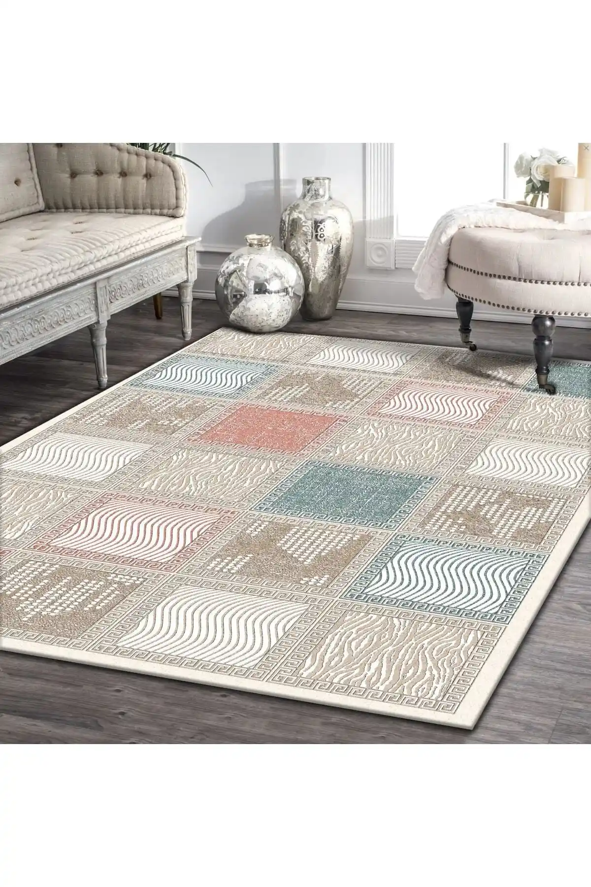 Sermod Kareli Modern Kaymaz Süngerli Halı Örtüsü ile Ev Dekorasyonunuzu Yenileyin