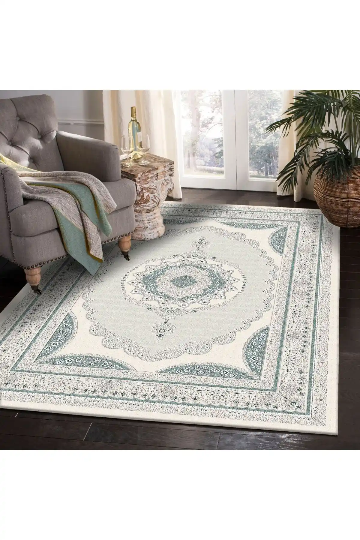 Sermod Krem Yeşil Çiçekli Kaymaz Süngerli Halı Örtüsü Özellikleri ve Kullanım Avantajları