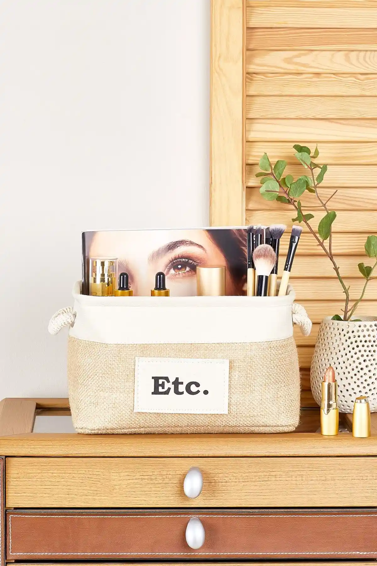 Serstil Sbl Krem Şeritli Dikdörtgen Jüt Sepet: Dayanıklı ve Şık Dekoratif Aksesuar