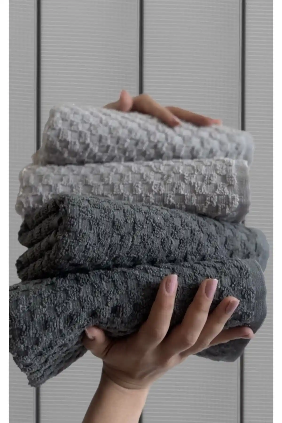 SHAL HOME 4'lü 50x90cm El ve Yüz Havlu Seti Siyah Gri Modern Tasarım