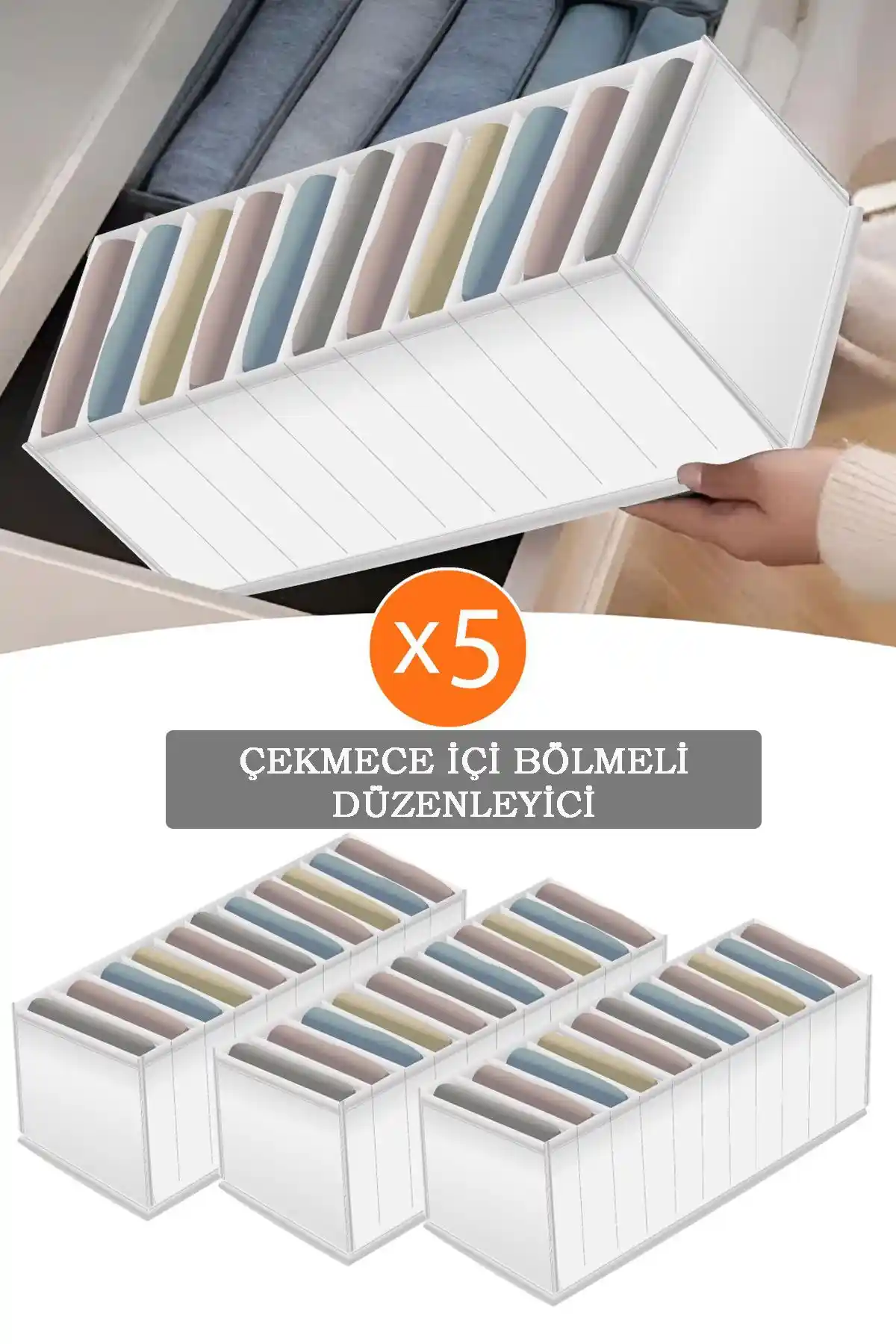 She Berrak 5 Adet Çekmece İçi Akordiyon Organizer ile Evinizde Düzeni Sağlayın