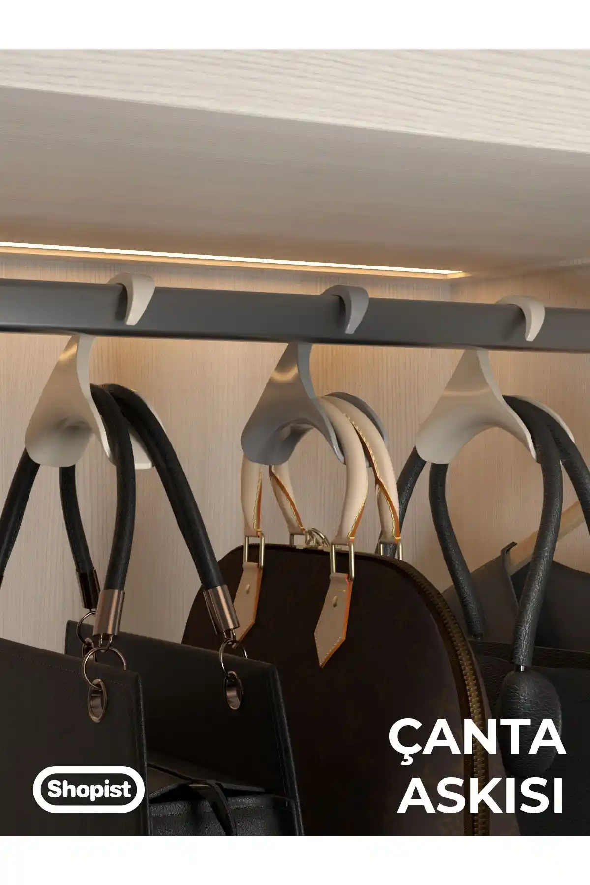 SHOPİST Çanta Askısı Seti 6 Adet Pratik ve Şık Çanta Düzeni Çözümü