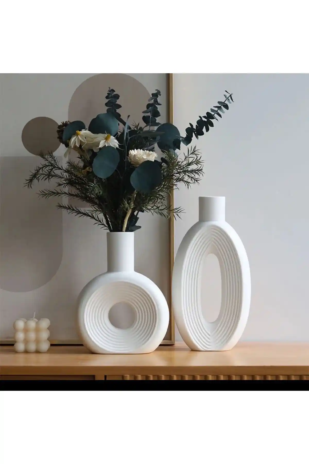 ShowArt Hediyelik Modern Bohem Tarzında Donut Vazo Seti Dekoratif Ürünler