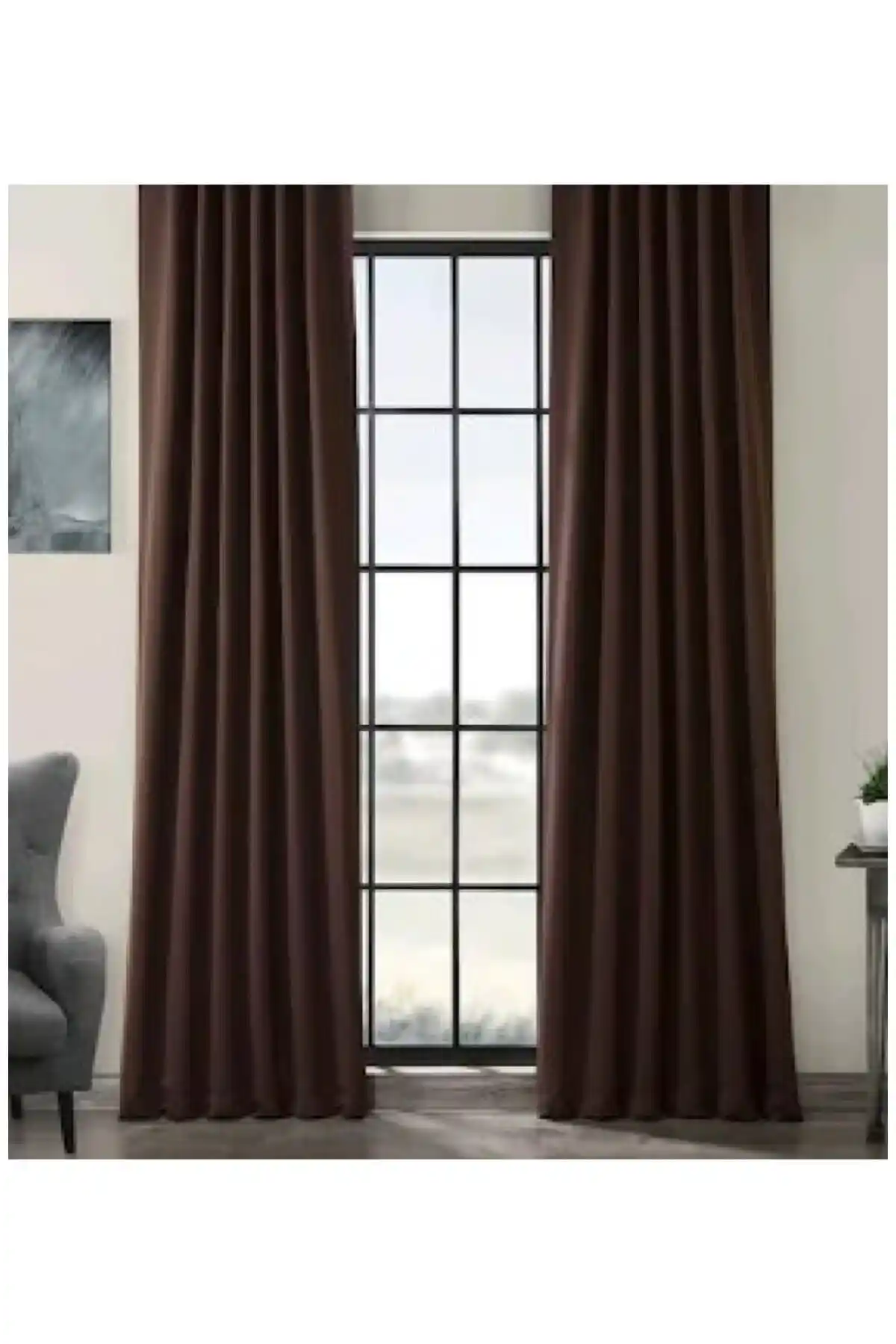 SHY TEKSTİL Kahverengi Blackout Fon Perde Modern ve Şık Tasarım ile Işığı Tam Engeller