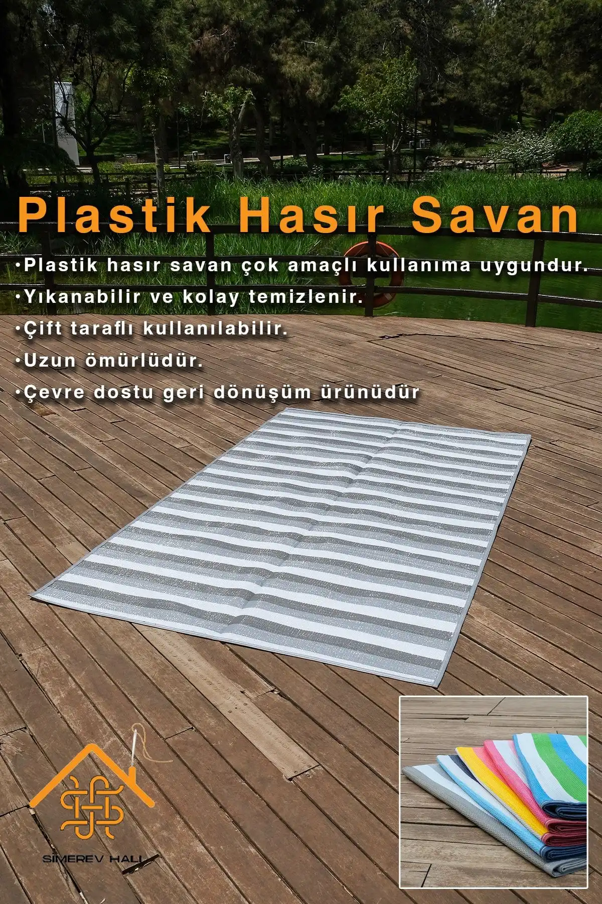 Simerev Halı Home Concept Plastik Halı Çok Amaçlı ve Dayanıklı Dış Mekan Kullanımı