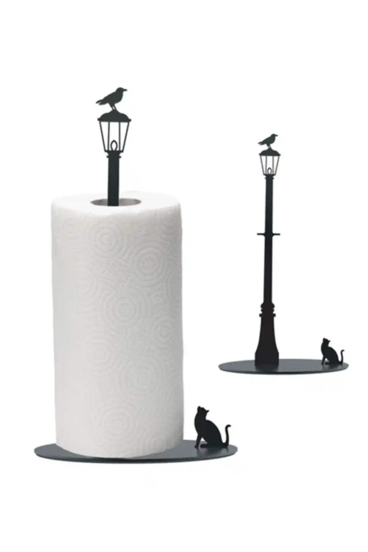 Simge Yapı Dekorasyon Kuşlu Kedili Metal Mutfak Kağıt Havlulukları Şık ve Dayanıklı Tasarım