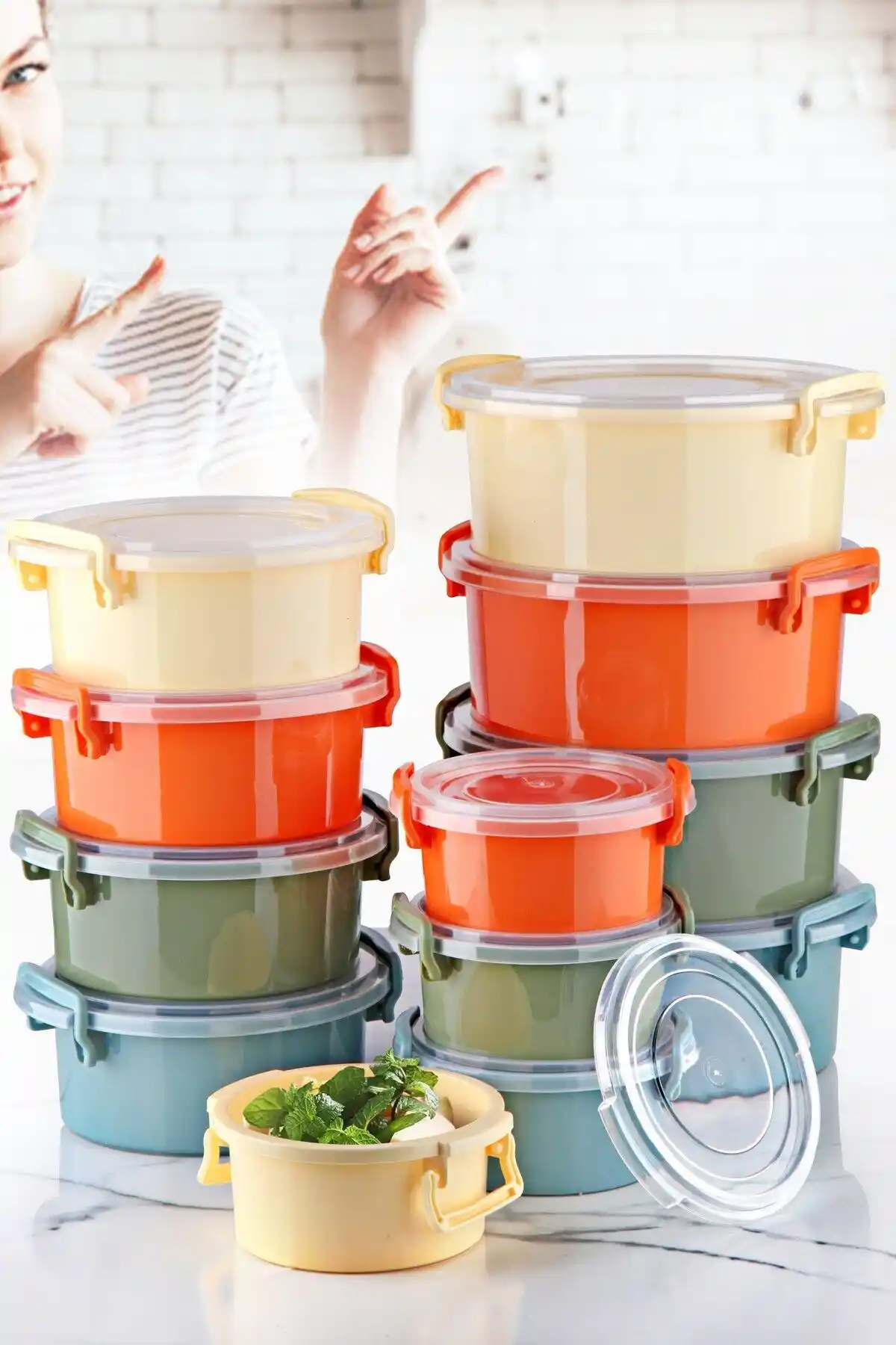 Simplicity 12'li Pastel Renkli Mikrodalga ve Difrizde Kullanılabilen Saklama Kabı Seti