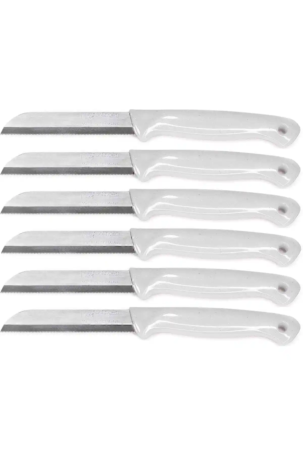Solingen Beyaz Simli Tırtıklı Meyve ve Sebze Bıçağı Seti 6'lı, yüksek kalite ve şıklık
