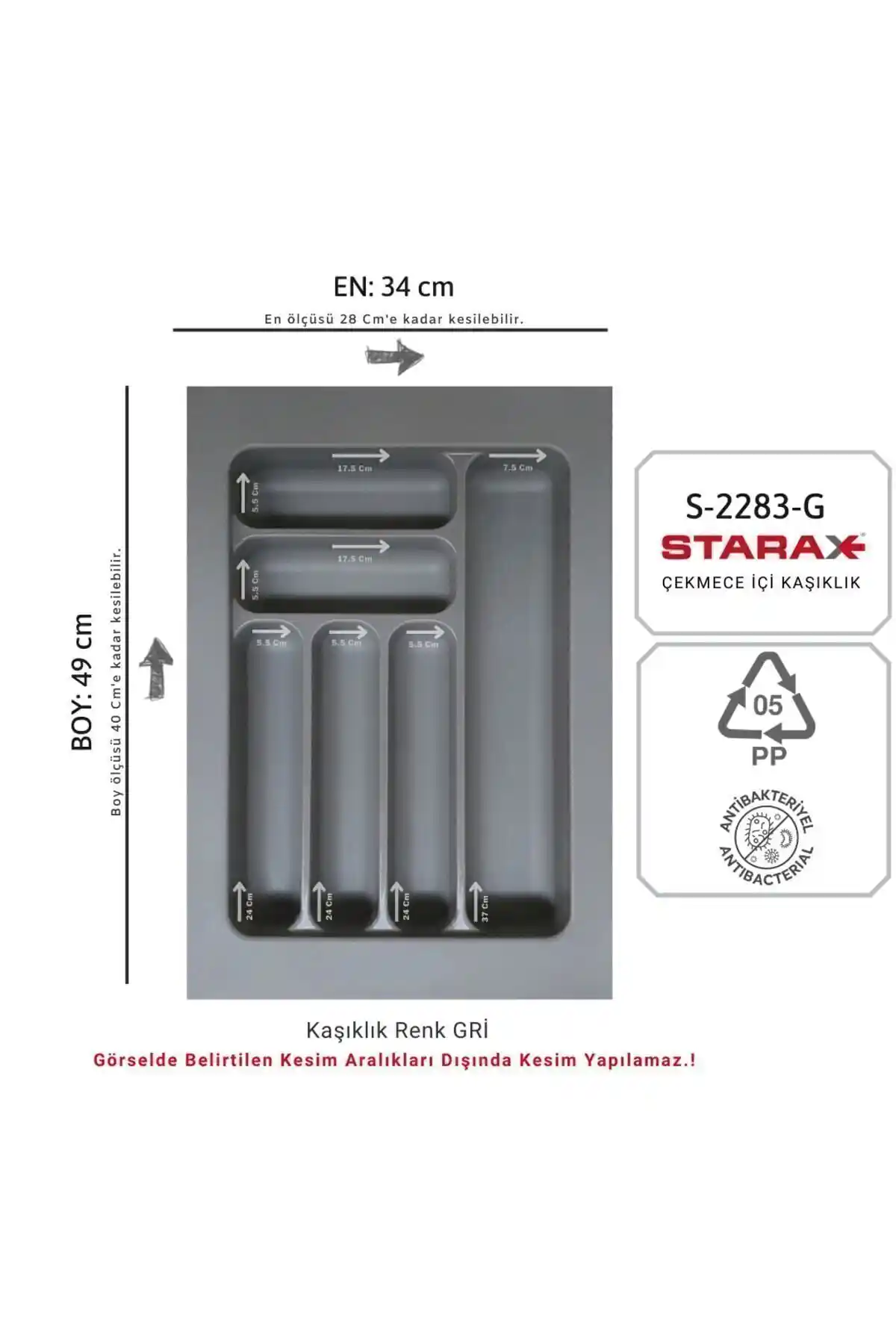 Starax S-2283-g Çekmece İçi Plastik Kaşıklık Modern Mutfaklar İçin Pratik Çözüm