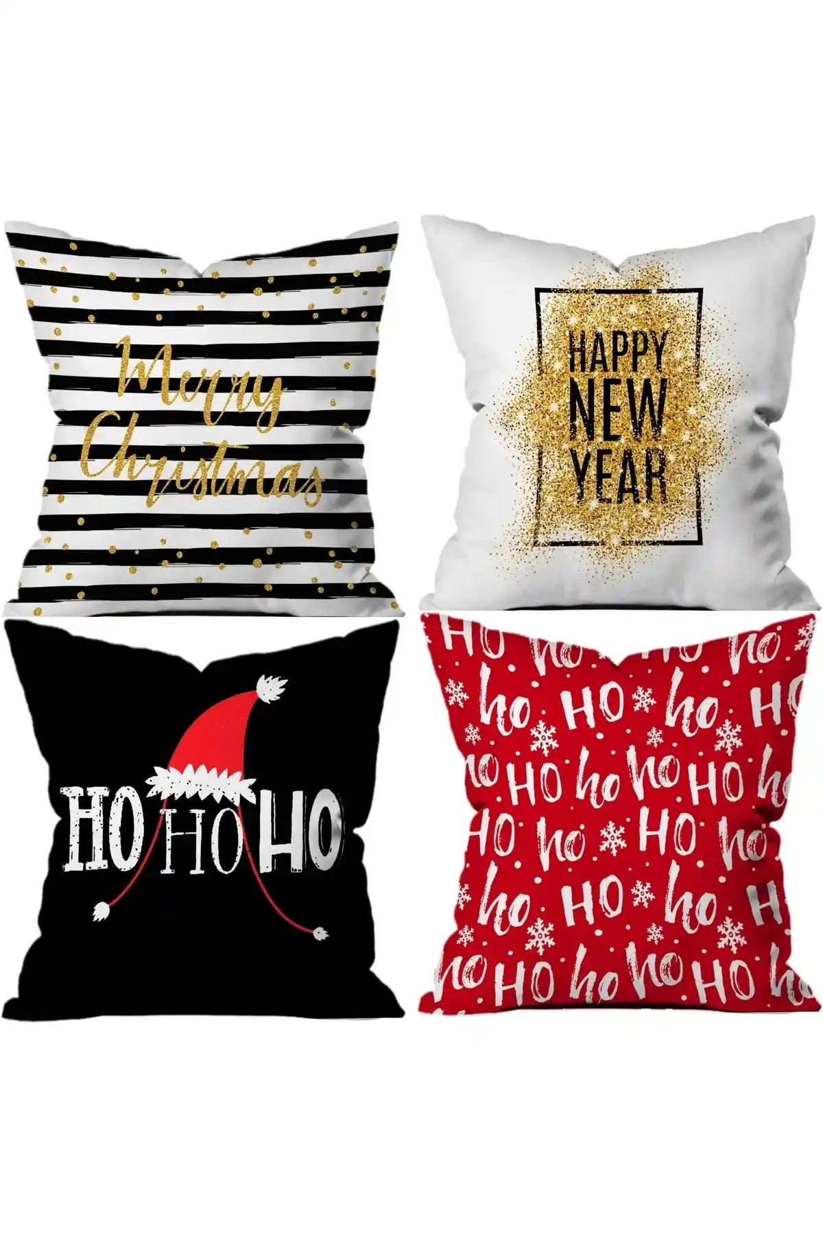 Stellahomes Yılbaşı 4'lü Kırlent Kılıf Seti - Şık ve Pratik Dekorasyon Çözümü