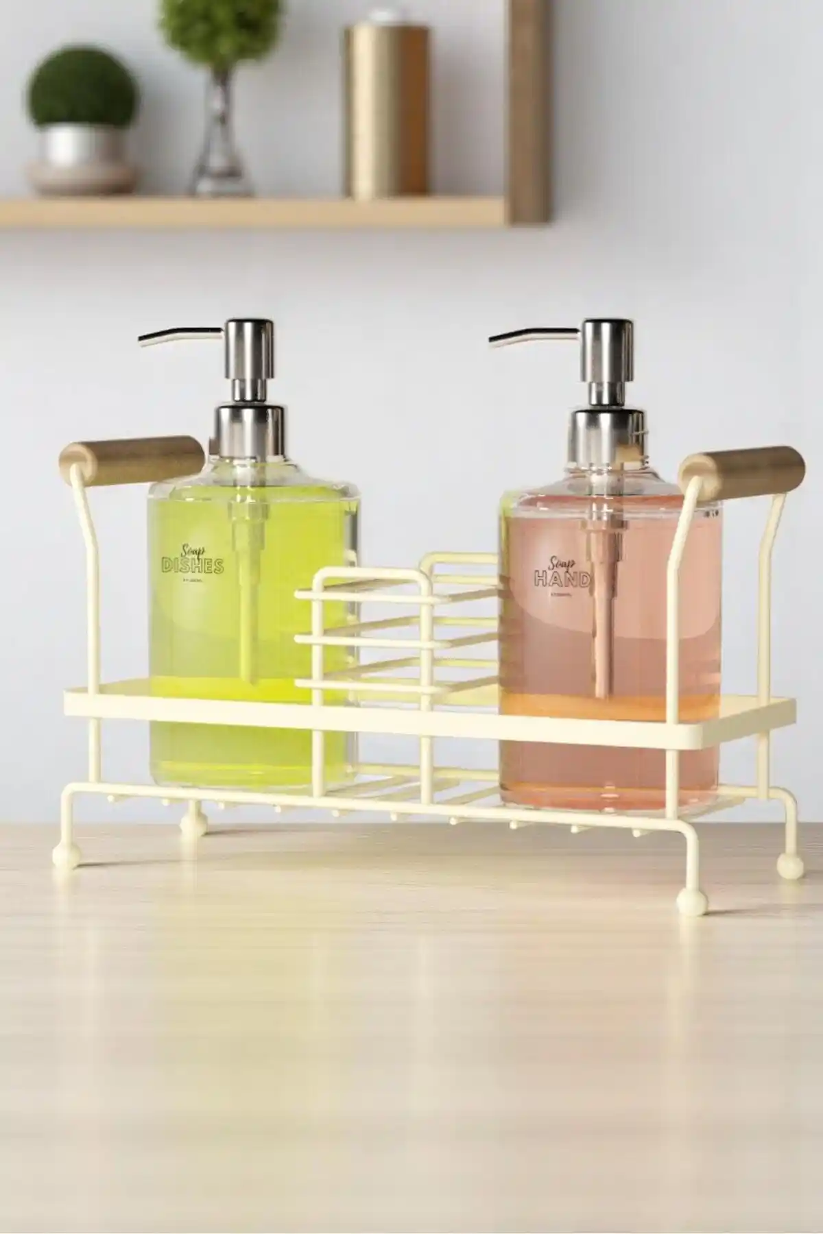 Suntel 2’li Metal Standlı Plastik Sıvı Sabunluk Seti 500 ml Modern Banyo Aksesuarı