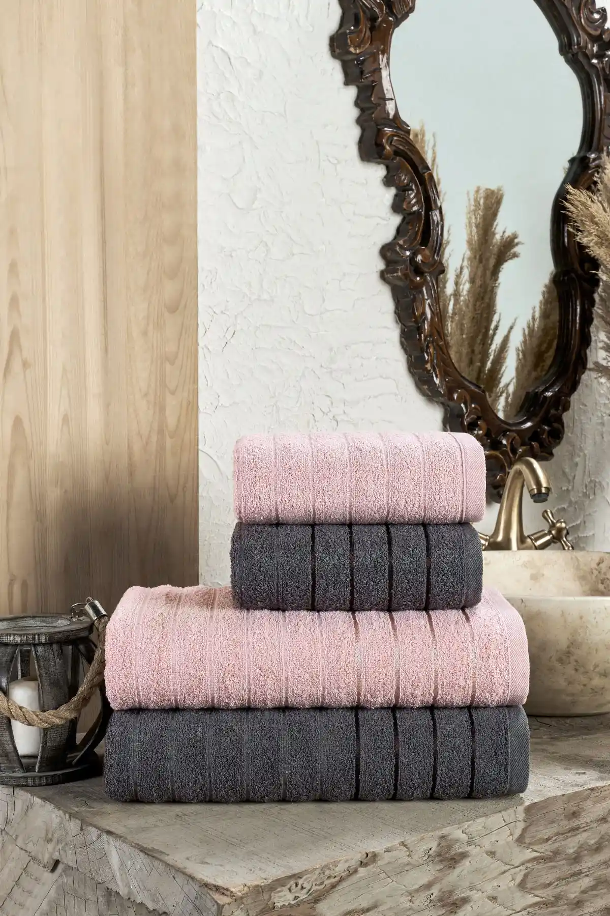 Tabea Home Fluffy 4'lü Banyo Havlu Seti Modern ve Pratik Kullanım İçin Uygun