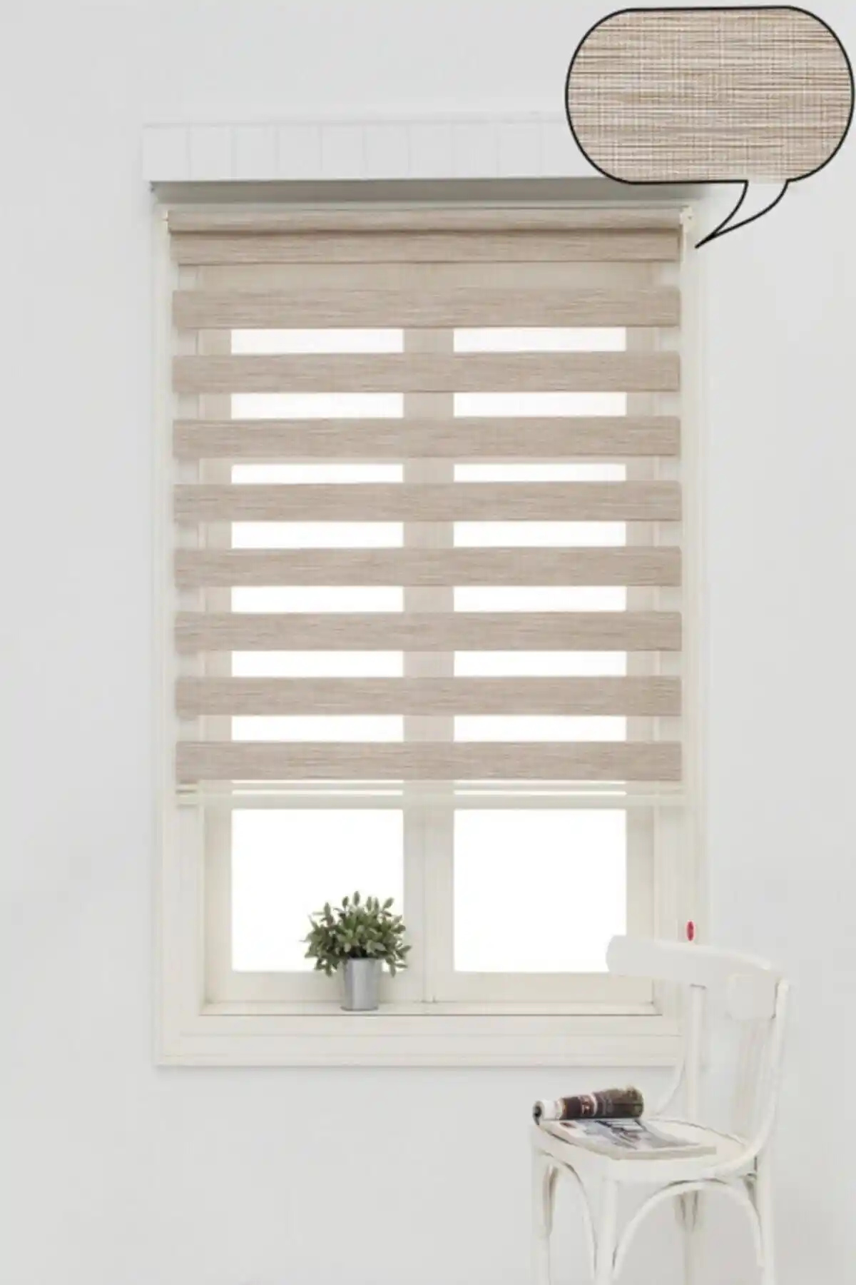 Taç Brillant Sütlü Kahve Zebra Stor Perde Modern Dekorasyon İçin Uygun