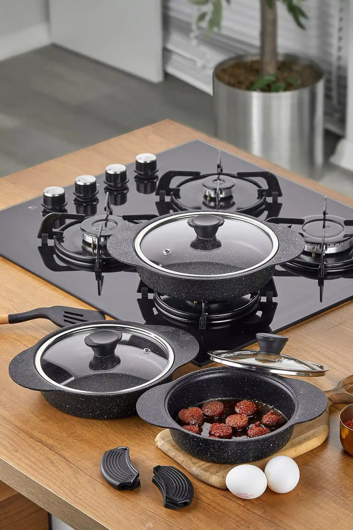 Taç Granit Plus 3'lü Sahan Seti: Dayanıklı ve Estetik Mutfak Gereçleri