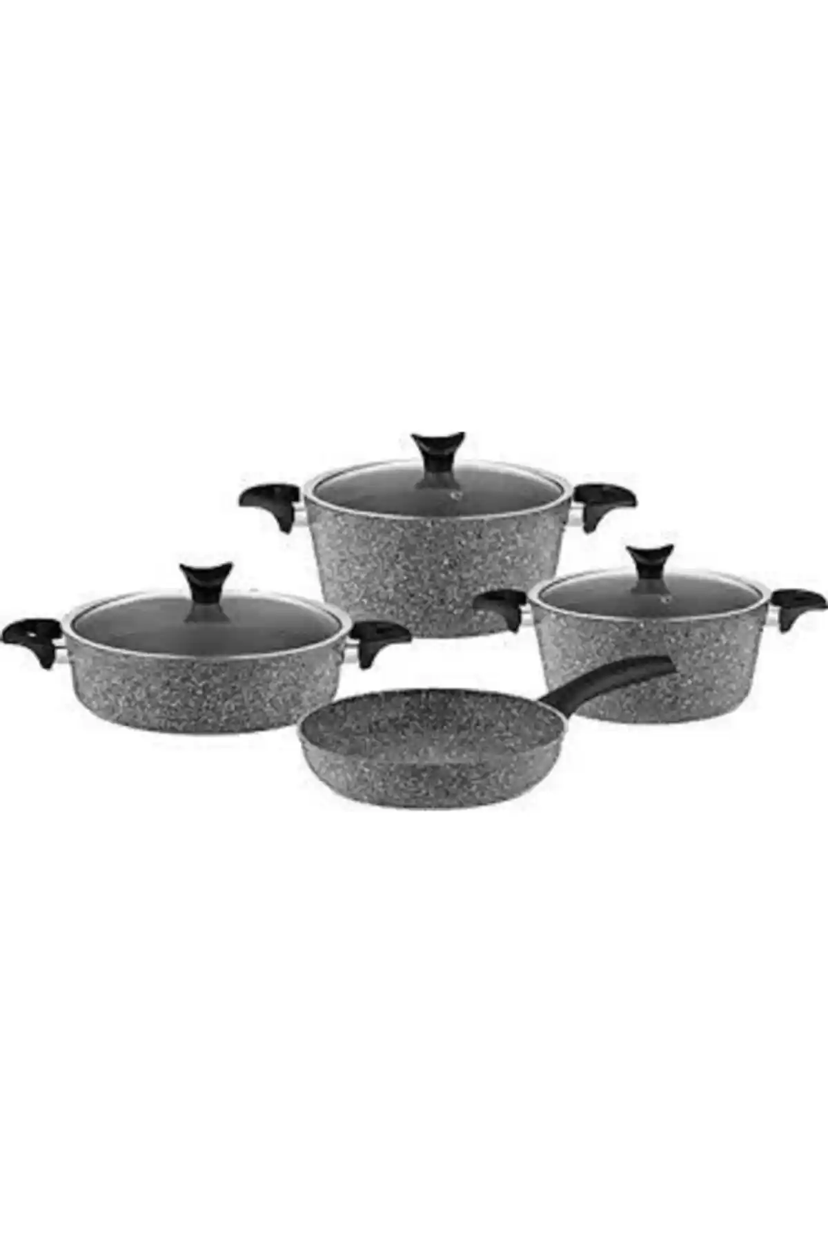 Taç Gri Master Cook Granit Tencere Seti 7 Parça: Dayanıklı ve Şık Mutfak Gereçleri