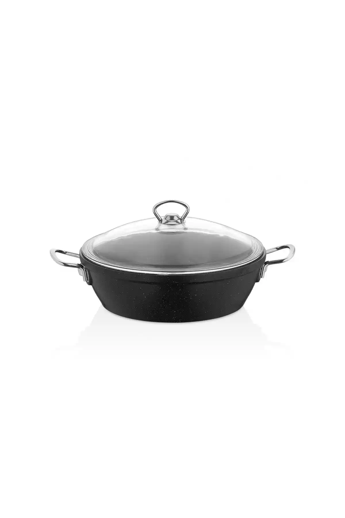 Taç Indüksiyon Gravita Döküm Basık Tencere 24 Cm Siyah Kaliteli ve Dayanıklı Mutfak Gereci