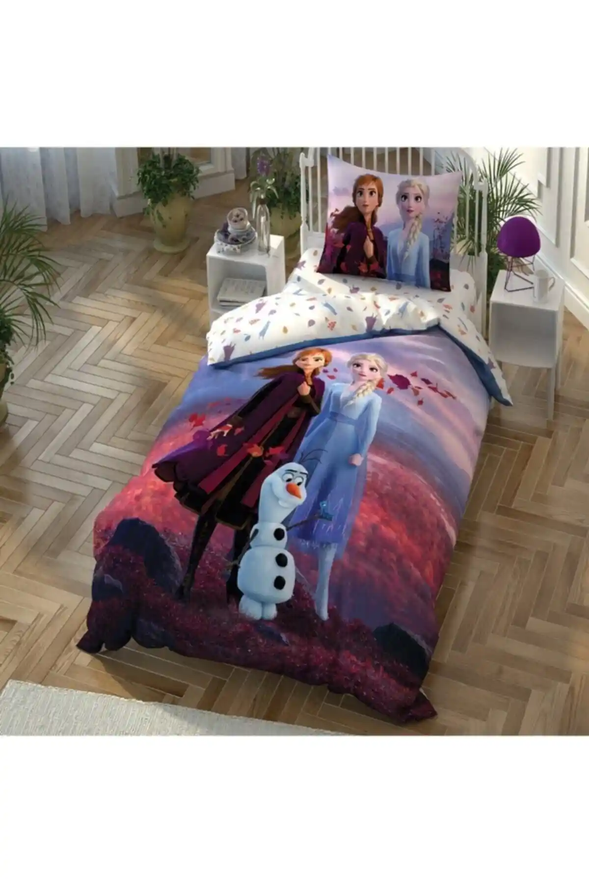 Taç Lisanslı Disney Frozen 2 Elsa ve Anna Temalı Çocuk Nevresim Takımı 160x220 cm