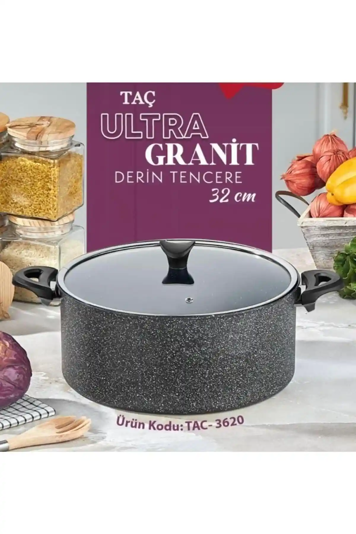 Taç Ultra Granit Derin Tencere 32 cm: Dayanıklı ve Şık Mutfak Gereci Tercihi