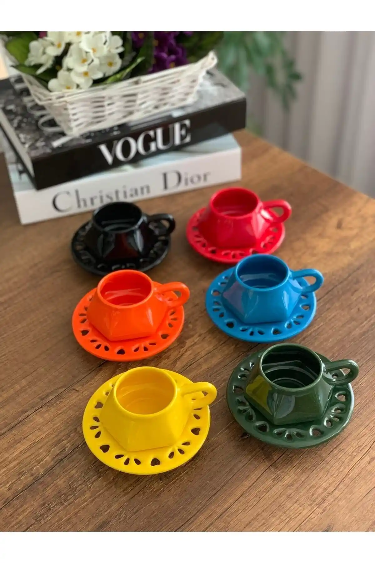 TAMER YİĞİT Özel Tasarım 6 Kişilik Modern Geometrik Kahve Fincanı Seti