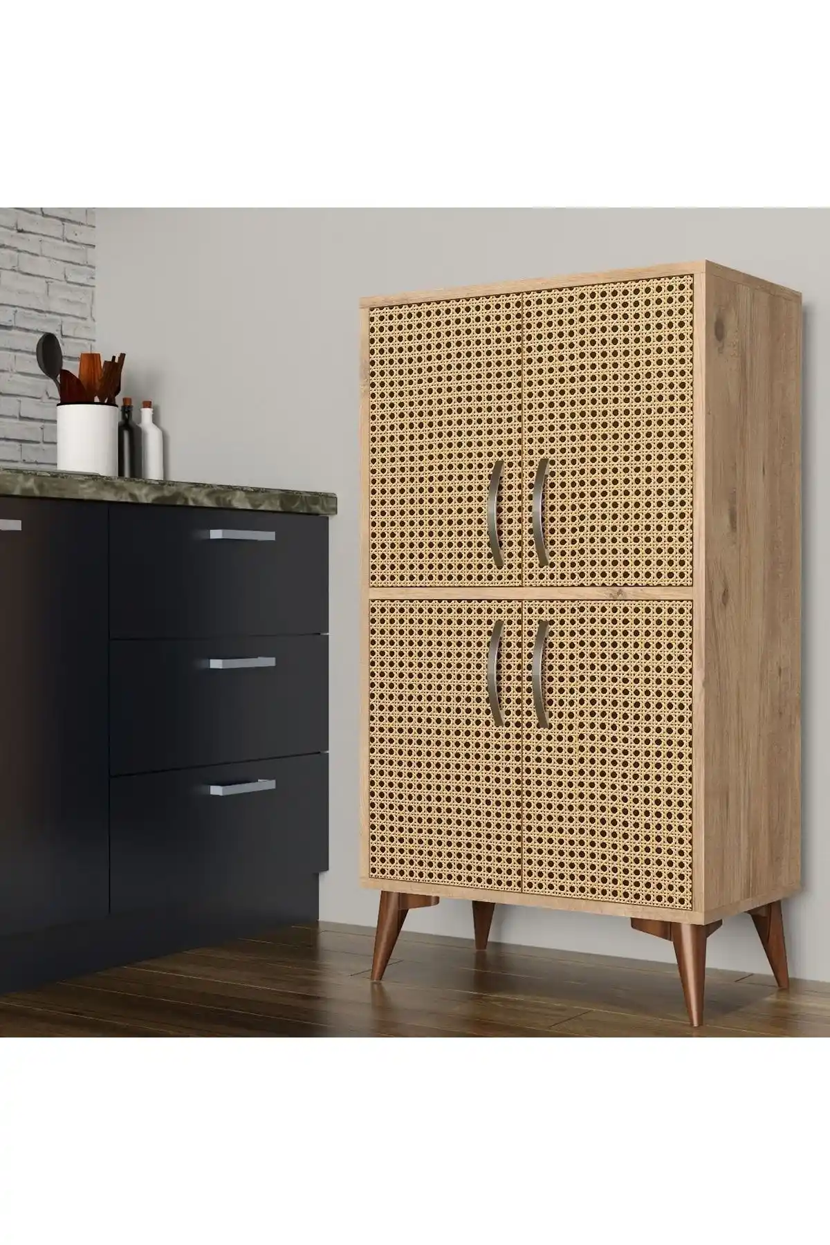 Tanmob Küçük Boy Çok Amaçlı Dolap Çam Hazeran Kapaklı - Dar Alanlar İçin Fonksiyonel ve Estetik Mobilya