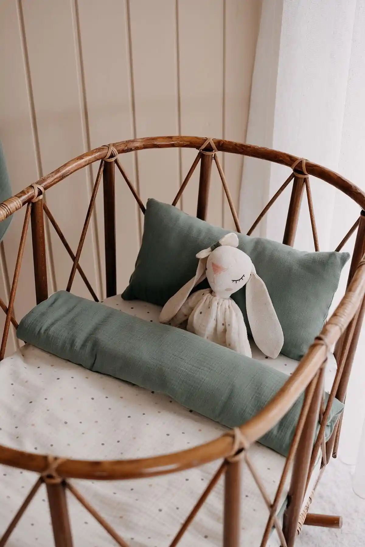 TBA COLLECTION Organik Pamuklu Müslin Nevresim Takımı 80x110 Yeşil Dots ile Doğal Konfor