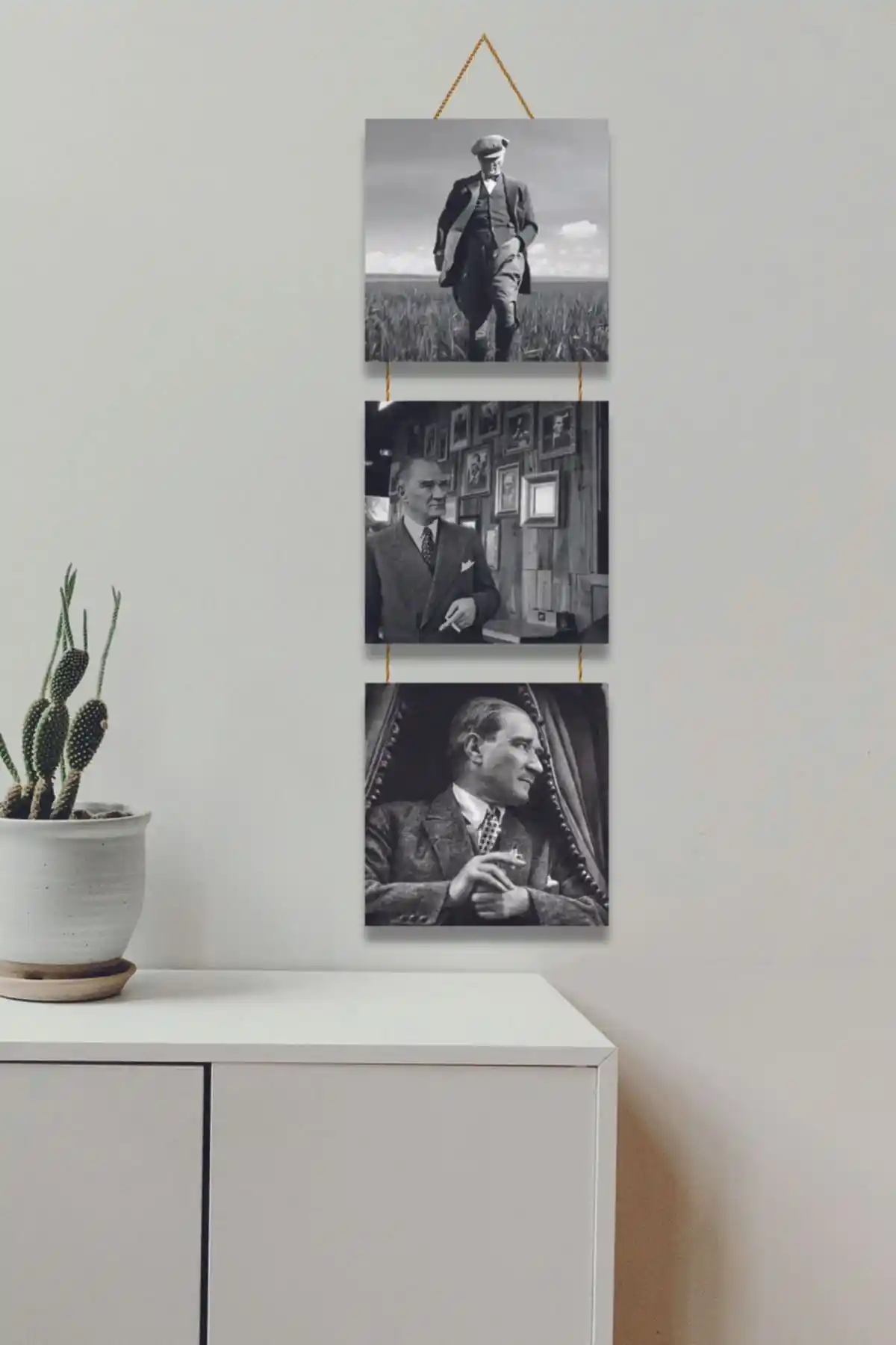 Teknograf Atatürk Temalı 3 Parçalı Ahşap Tablo Modern ve Dayanıklı Dekorasyon Ürünü