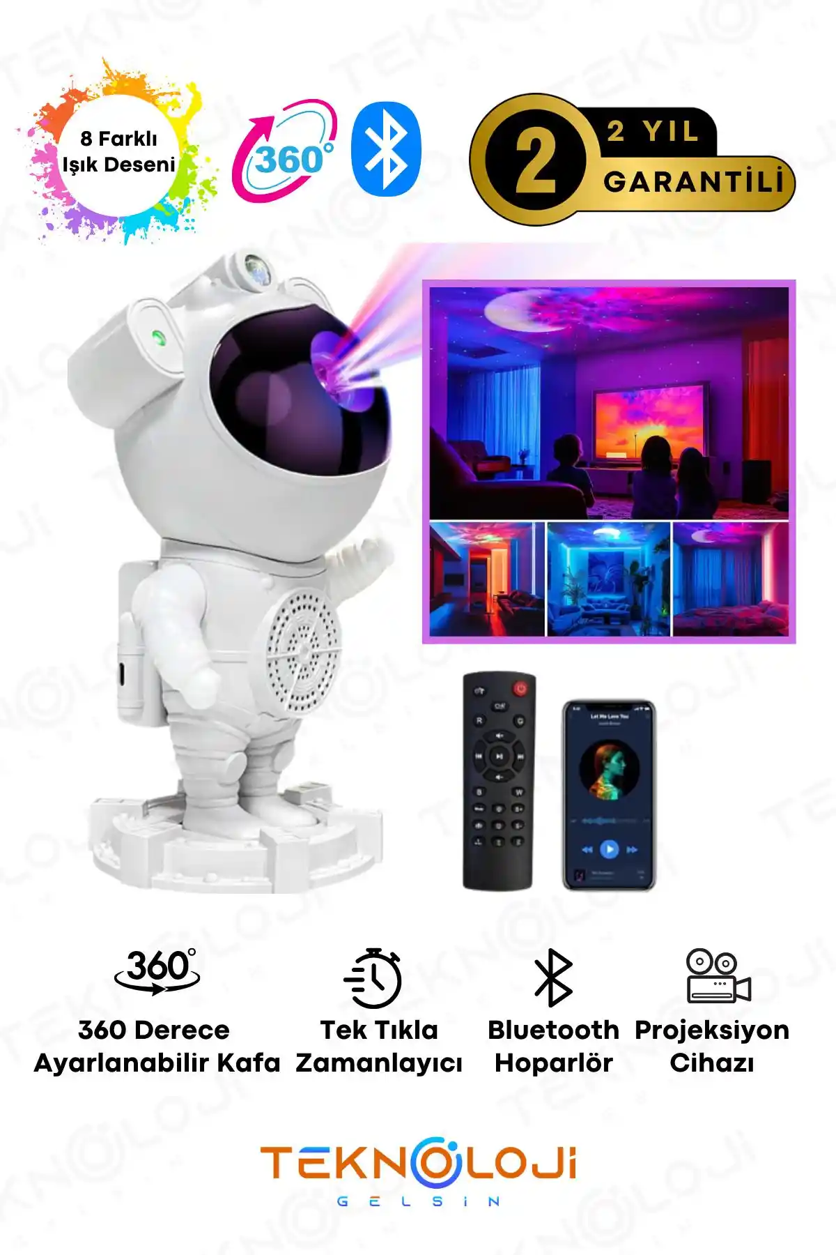 Teknoloji Gelsin Yıldız Projektör Gece Lambası Çocuk ve Yetişkinler İçin Dekoratif Atmosfer