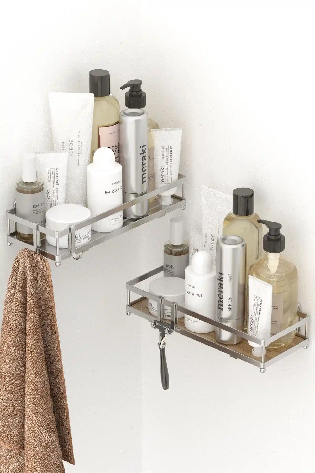 Teknotel Yapışkanlı Kancalı 2'li Banyo ve Mutfak Rafı Modern ve Dayanıklı Tasarım