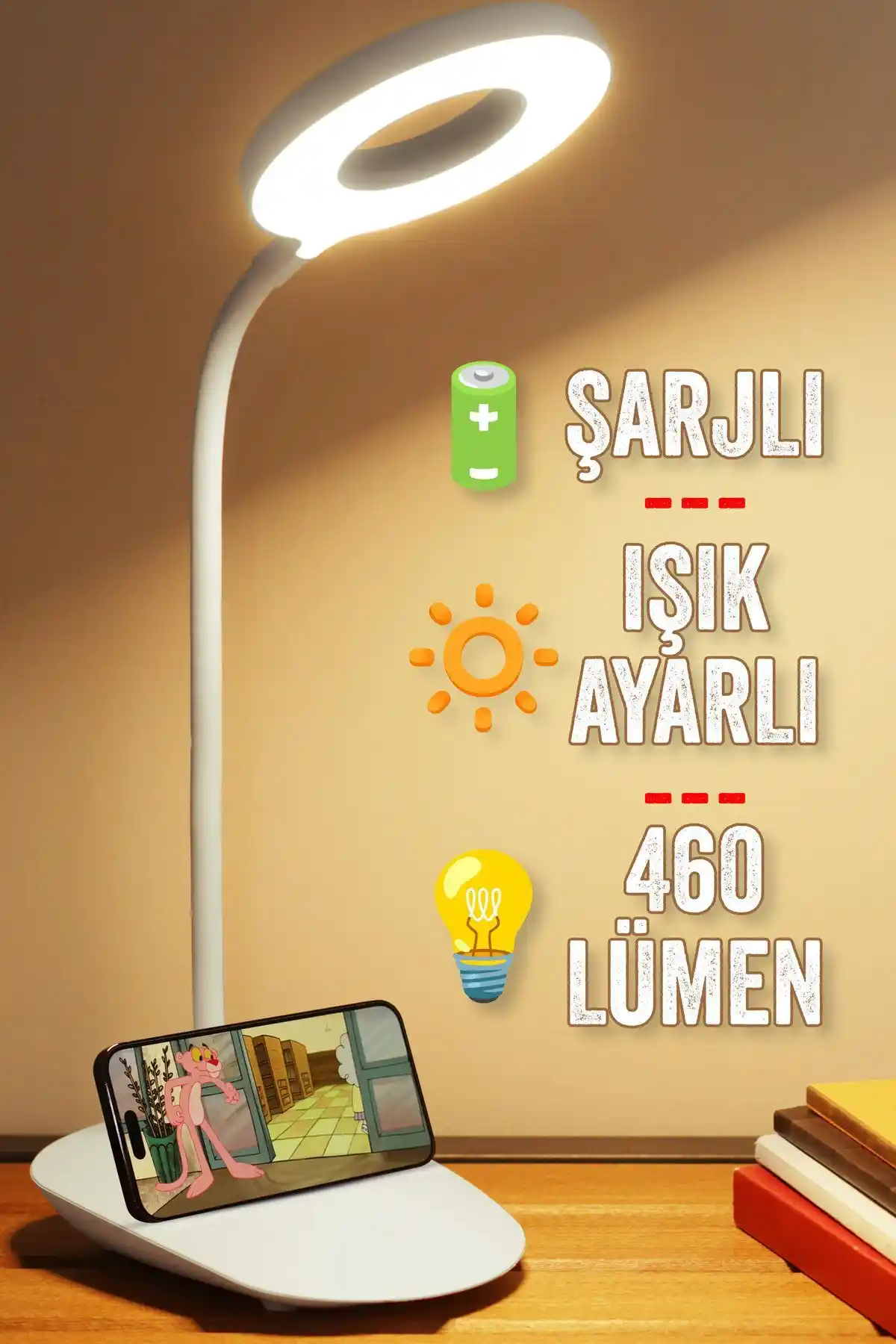 Telvesse Şarjlı Masa Lambası: Çok Renkli ve Ayarlanabilir Işık Seçenekleriyle Modern Çalışma Lambası