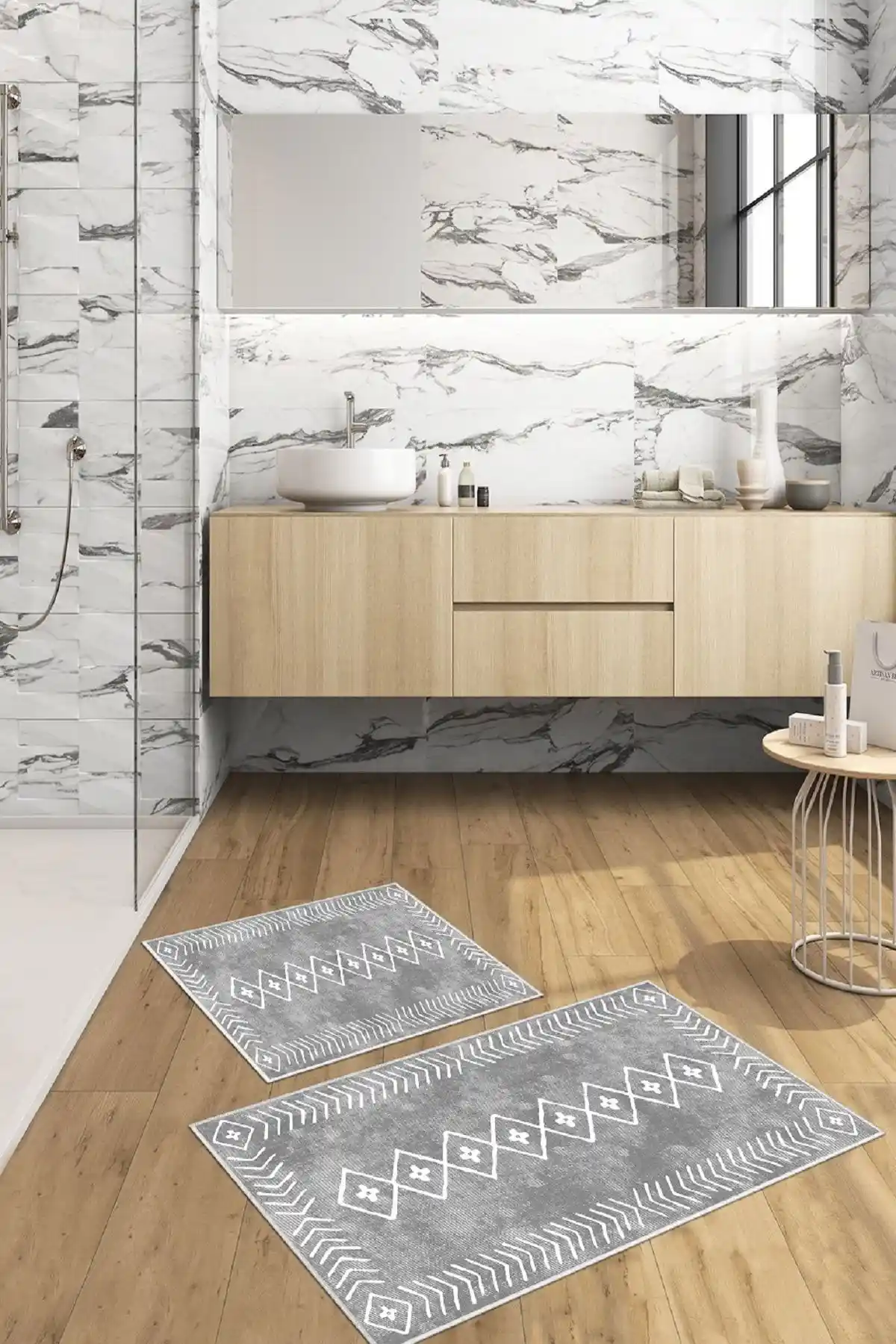 Thalia Home Kaymaz Taban Yıkanabilir Banyo Paspası Seti Güvenlik ve Estetik Birlikteliği