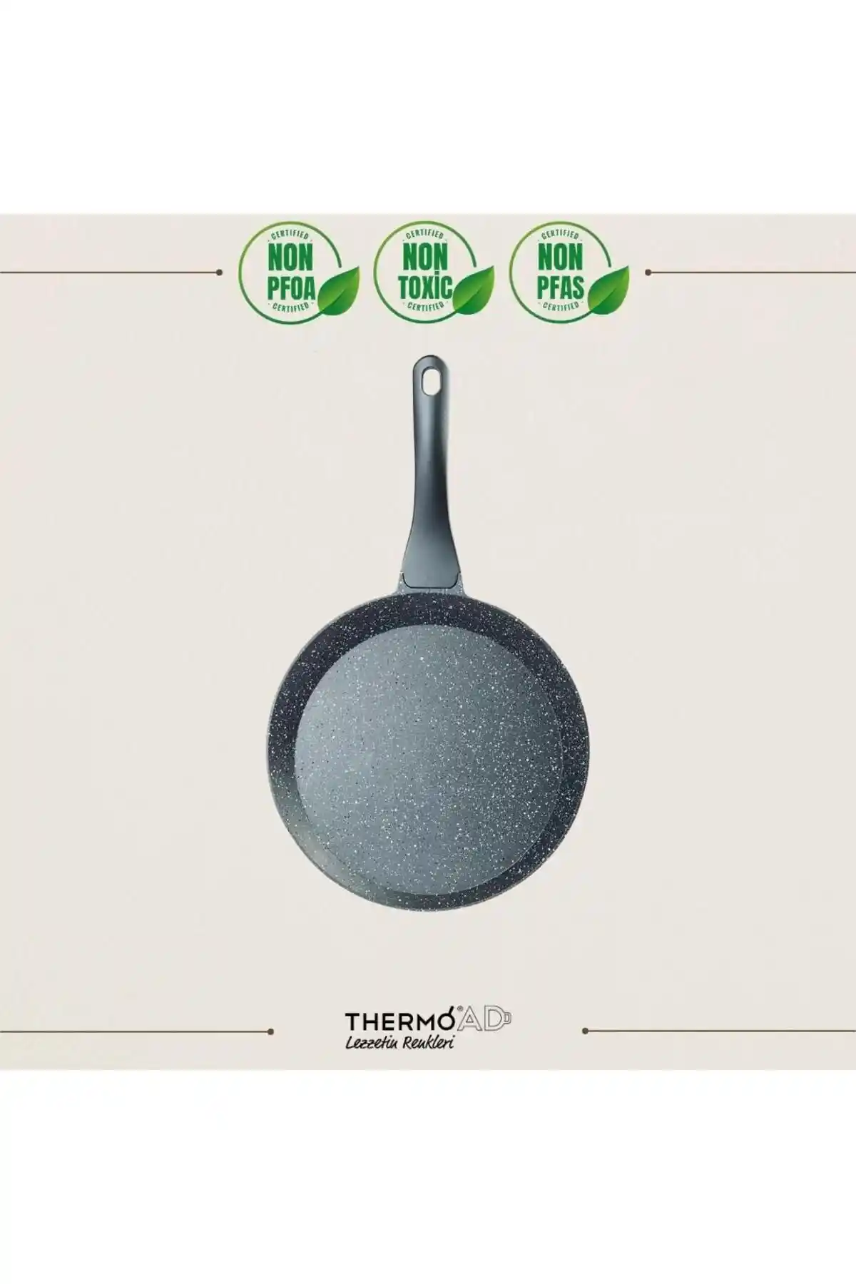 ThermoAD Krep Tava 26 cm, dayanıklı granit malzeme ve şık tasarımıyla kullanışlı