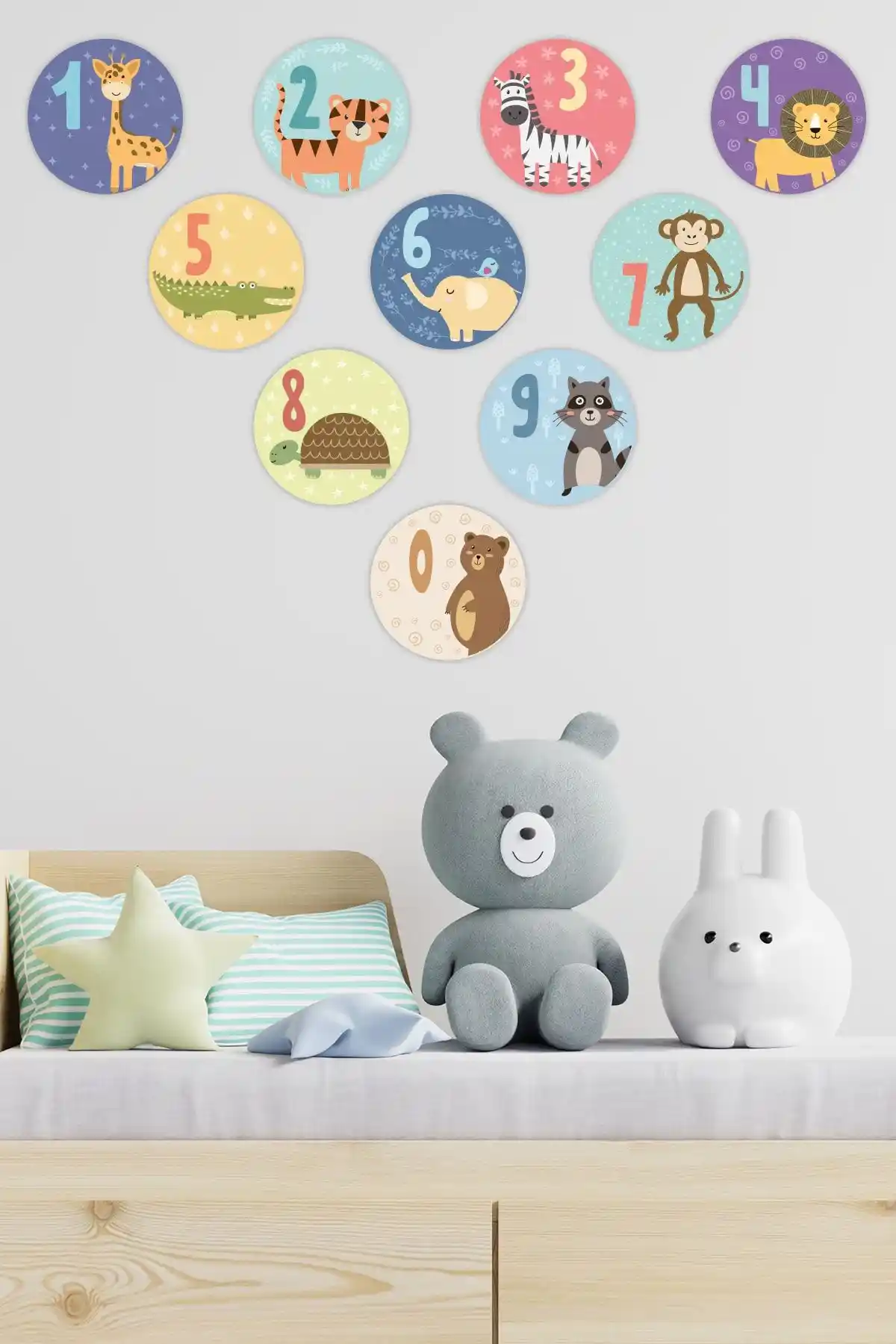 Tilki Dünyası Sevimli Hayvanlar Sayılar Duvar Stickerı Çocuk Odası Dekorasyonu İçin Uygun