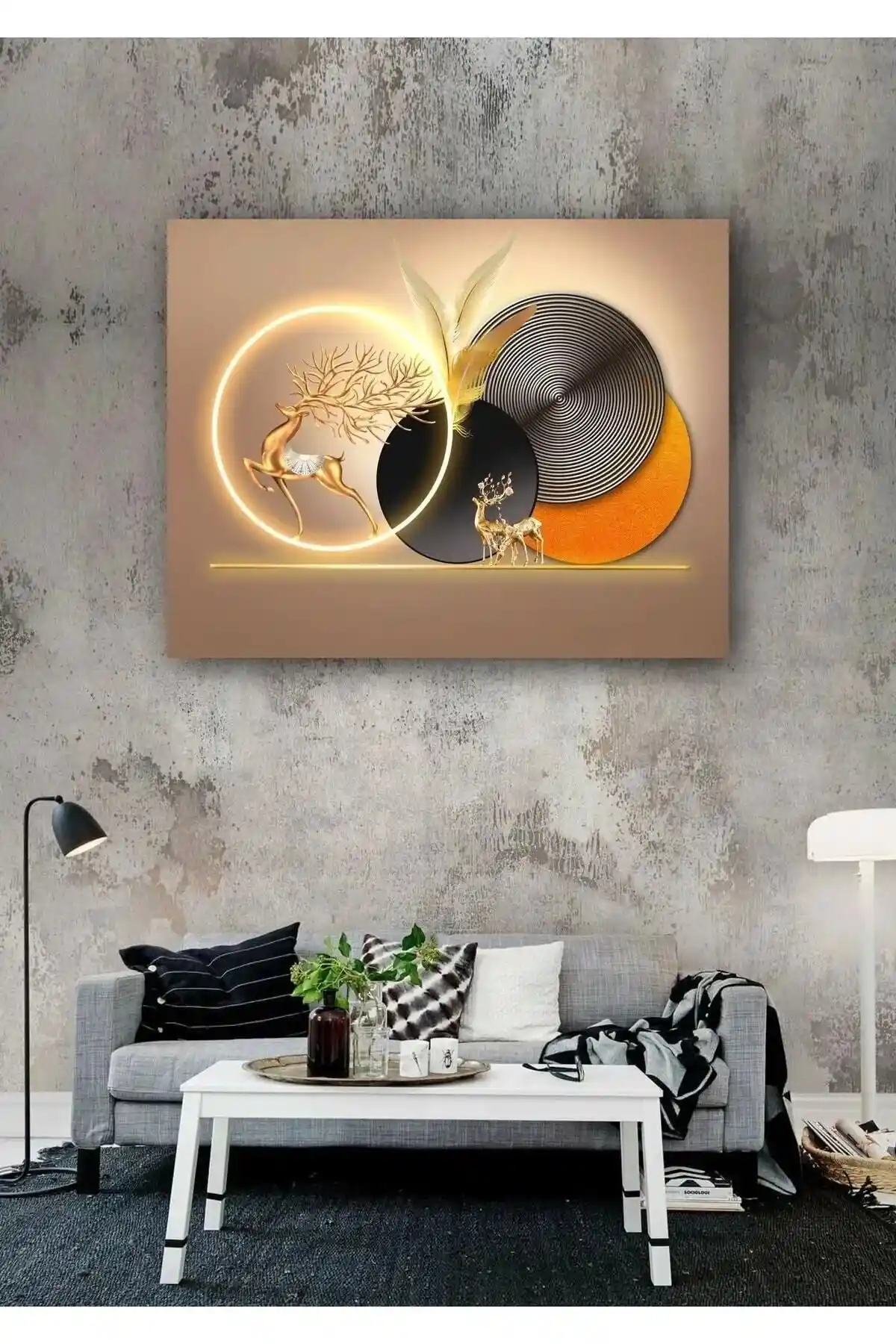 TRADE AYS Altın Geyikler ve Lüks Altın Geyikler Dekoratif Kanvas Tablo Karşılaştırması