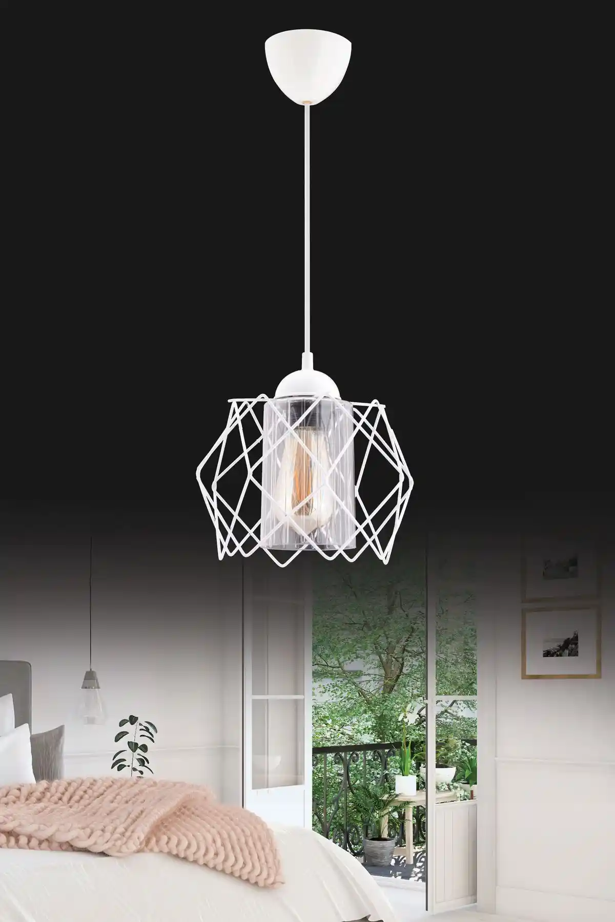 Trend Kitchen Modern Beyaz Şeffaf Mika Camlı Avize - Şıklık ve Fonksiyonellik İçin Uygun