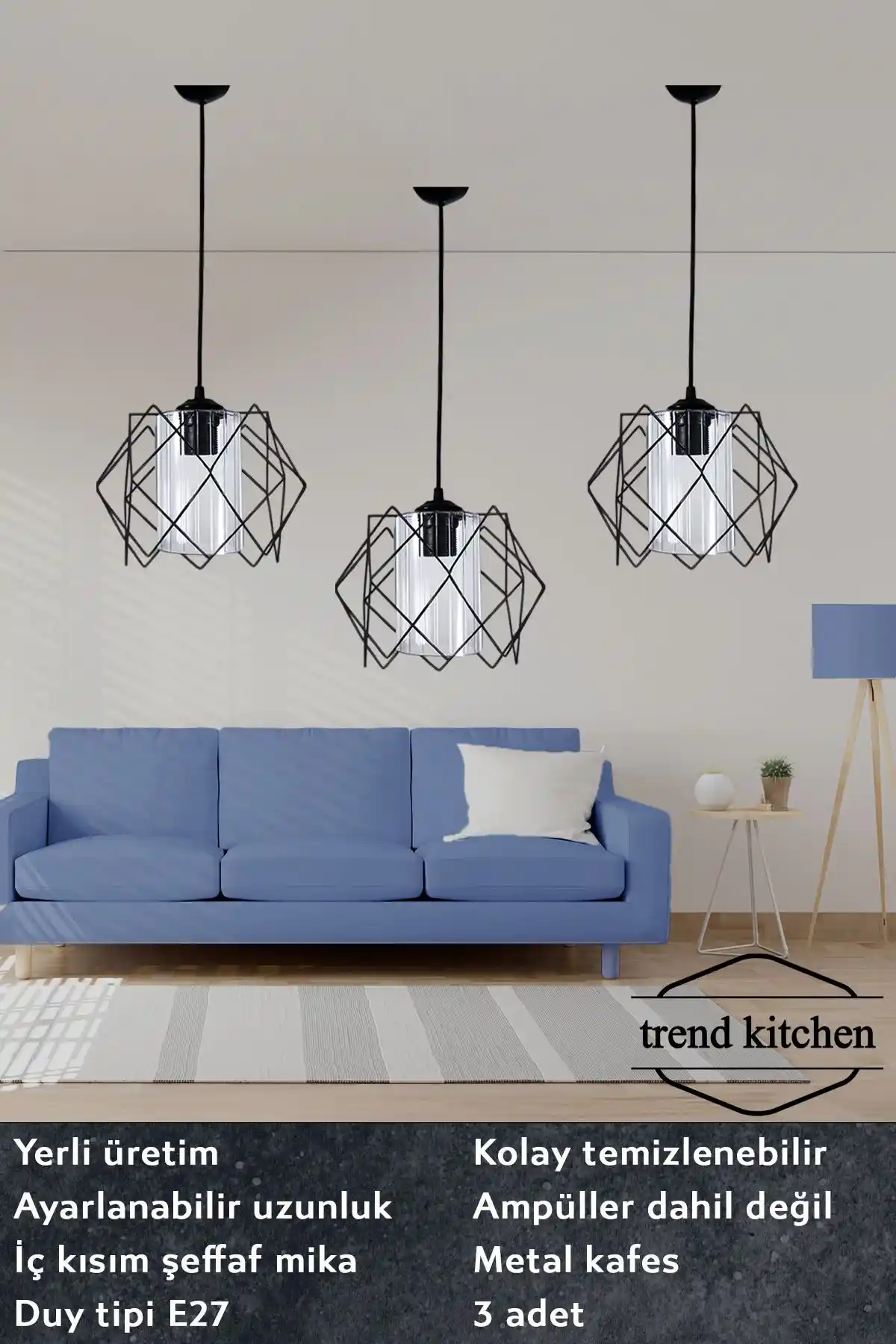 Trend Kitchen Siyah Modern Akrilik Camlı Koza Sarkıt Avize ile Şık İç Mekan Aydınlatması