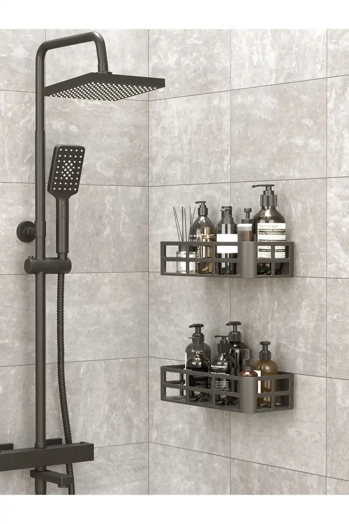 Trend Maison Siyah Banyo ve Mutfak Duş Rafı Dayanıklı ve Pratik Tasarım