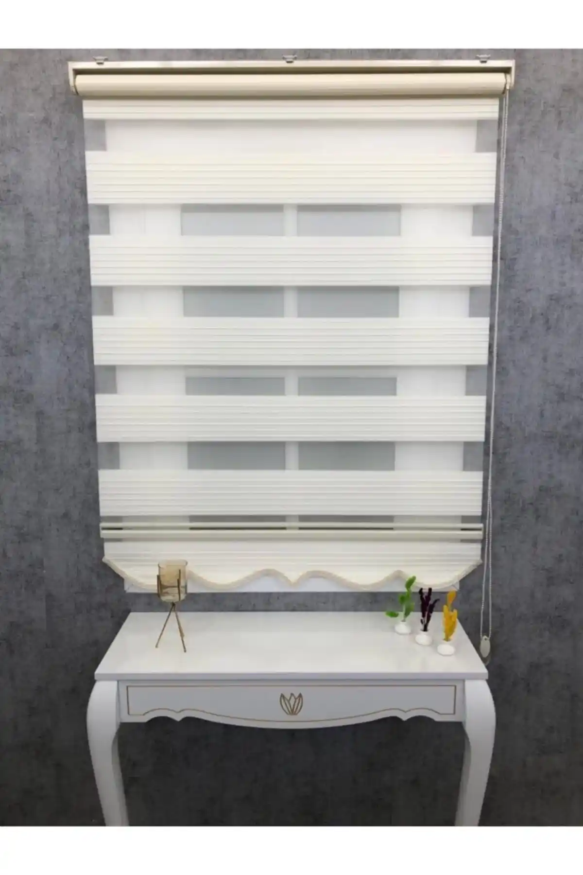 Trend Stor Perde Krem Renk Geniş Plise Zebra Perde Modern ve Dayanıklı Tasarım