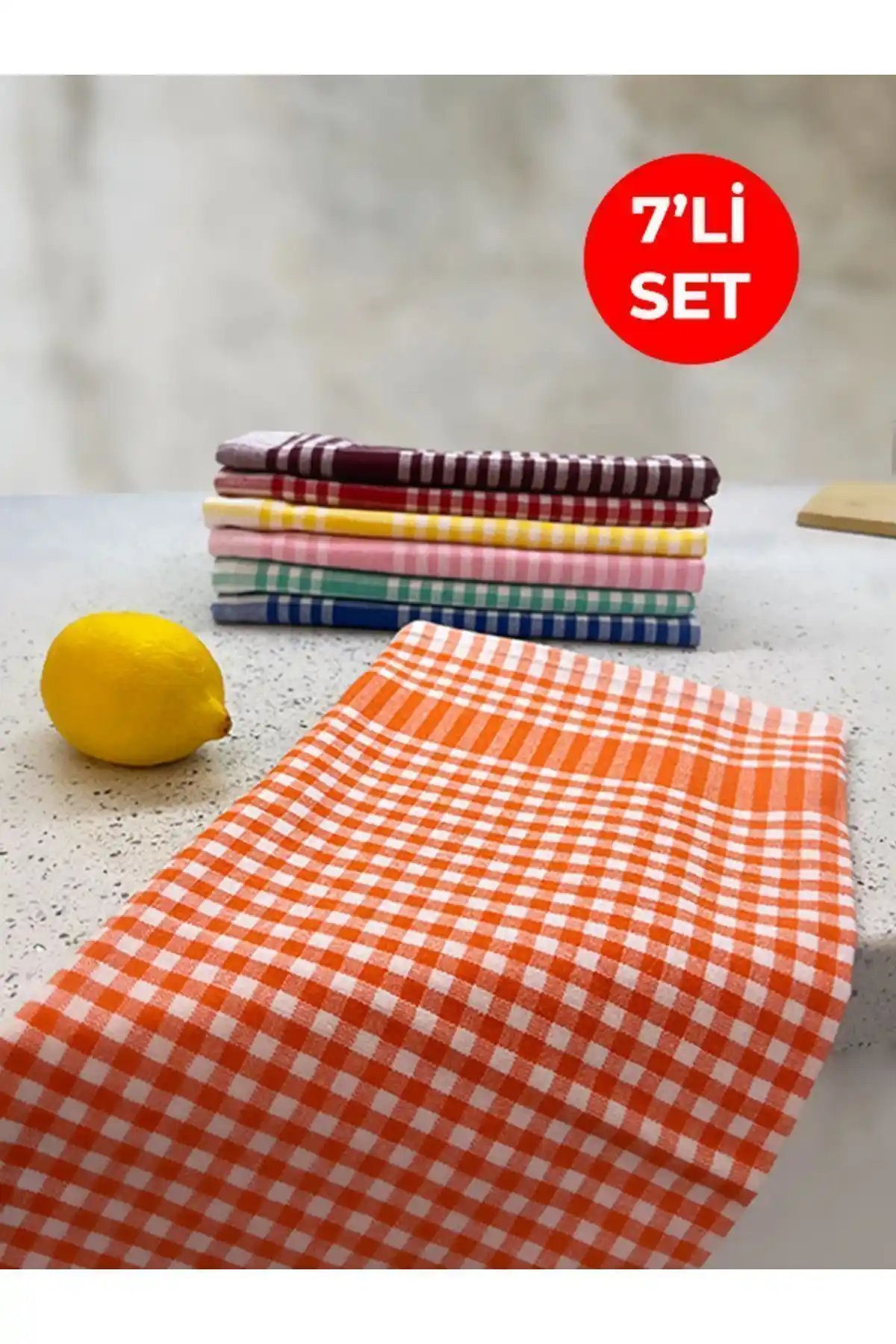 Tuable Pöti Kareli 7'li Kurulama Bezi Seti ile Mutfakta Hijyen ve Estetiği Artırın