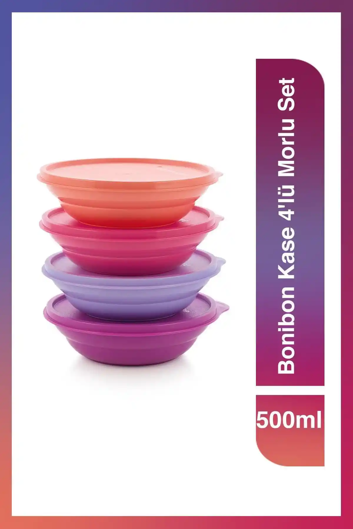 Tupperware Bonibon Kase 4'lü Mor Saklama Seti 500 ml Pratik ve Şık Mutfak Çözümleri