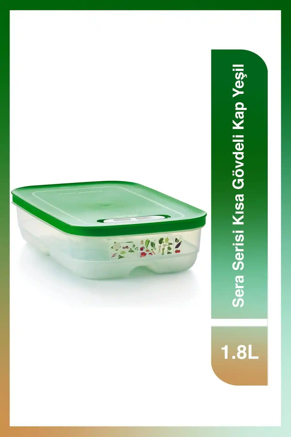 Tupperware Sera Serisi 1.8 lt Yeşil Meyve ve Sebze Saklama Kabı Modern Mutfak Çözümü