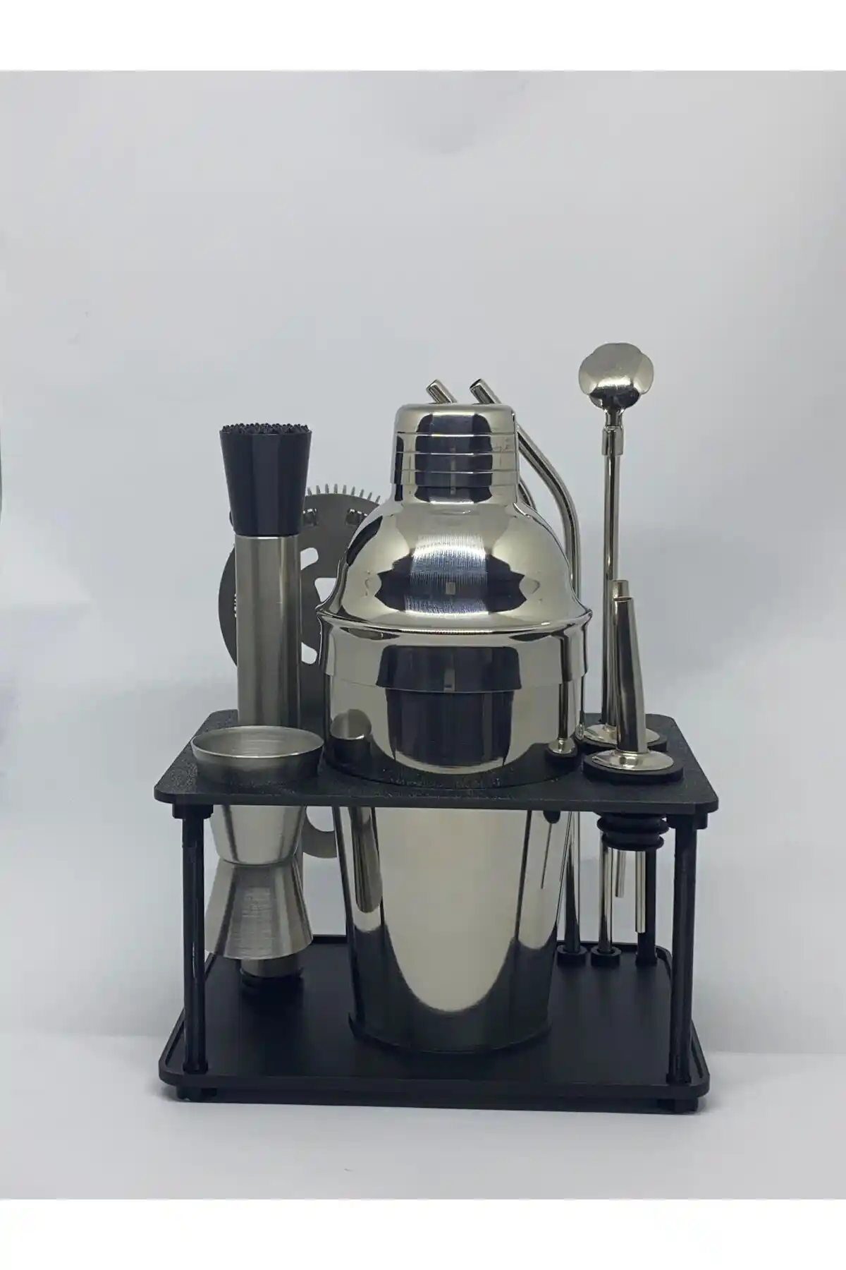 Türkiye Menşeli 10 Parça Paslanmaz Çelik Kokteyl Hazırlama Seti ve Stand Hediye