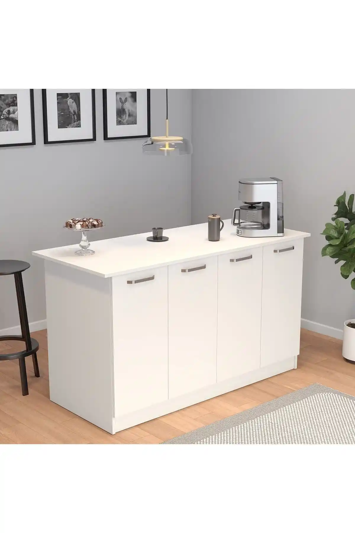 UMGMOBİLYA Patentli Beyaz Ada Mutfak Bar Masası Modern Tasarım ve Dayanıklılık