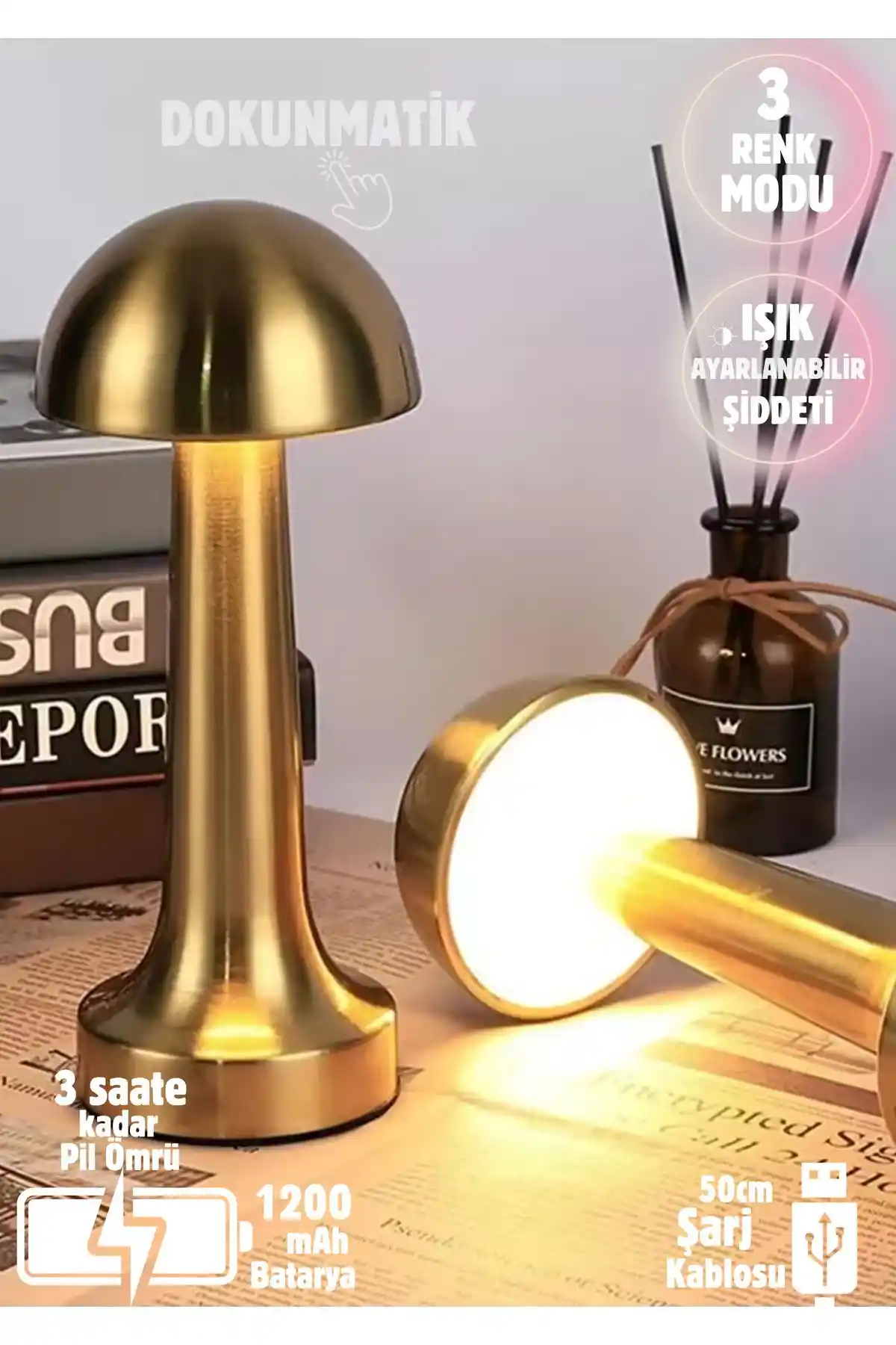 Unichrome Lizbon 3 Metal Masa Lambası Şarjlı ve Dim Özellikleriyle Modern Tasarım